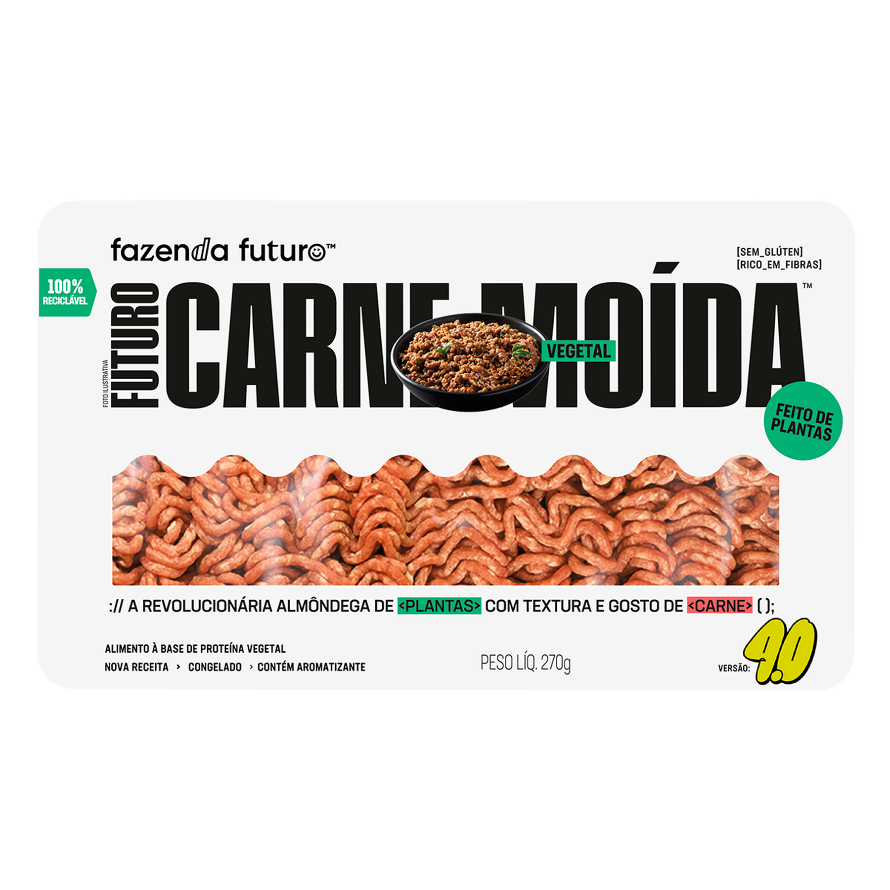 Carne Mo&iacute;da Vegetal Fazenda Futuro Bandeja 270g