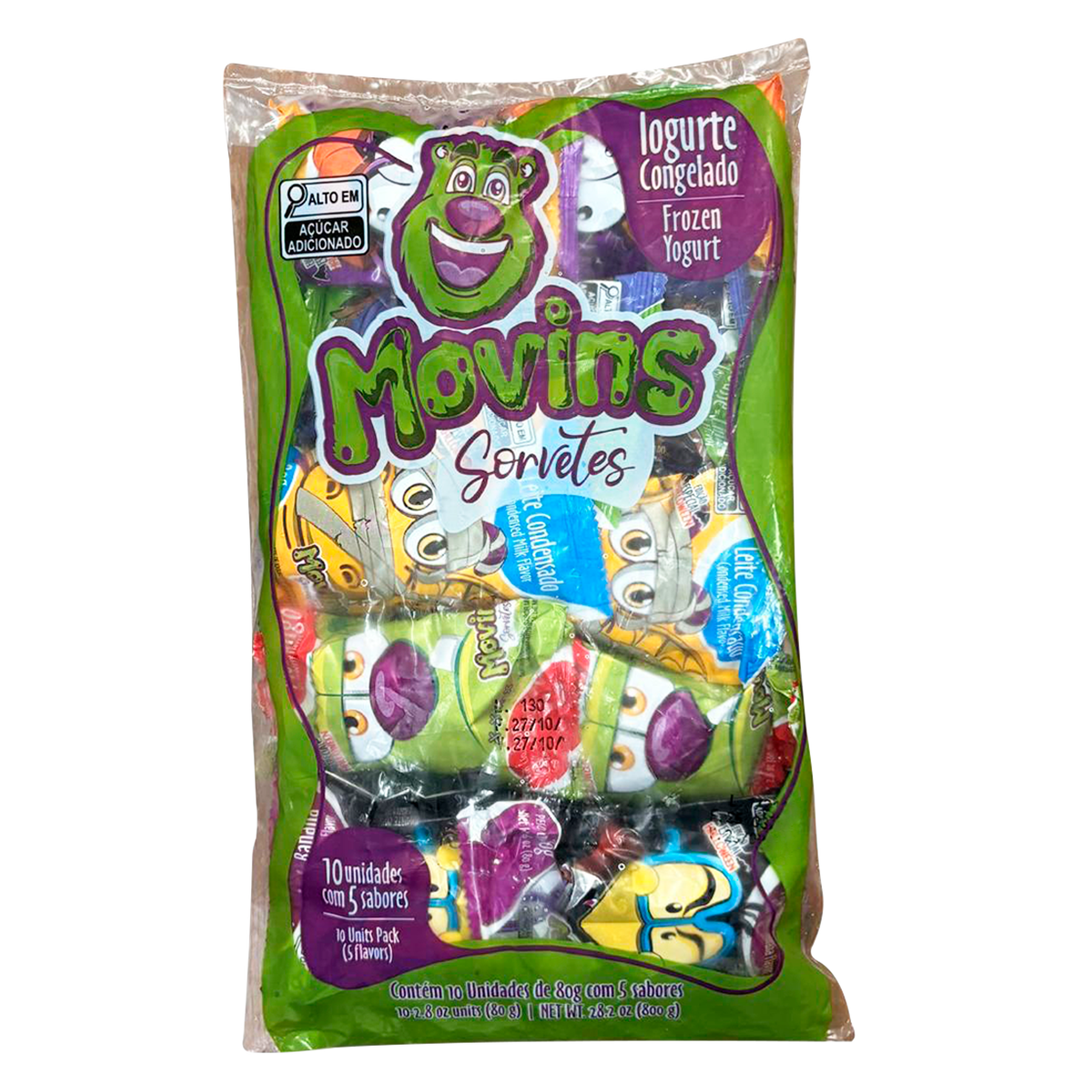 Sorvete Iogurte Sabores Movins Pacote 800g C/10 Unidades