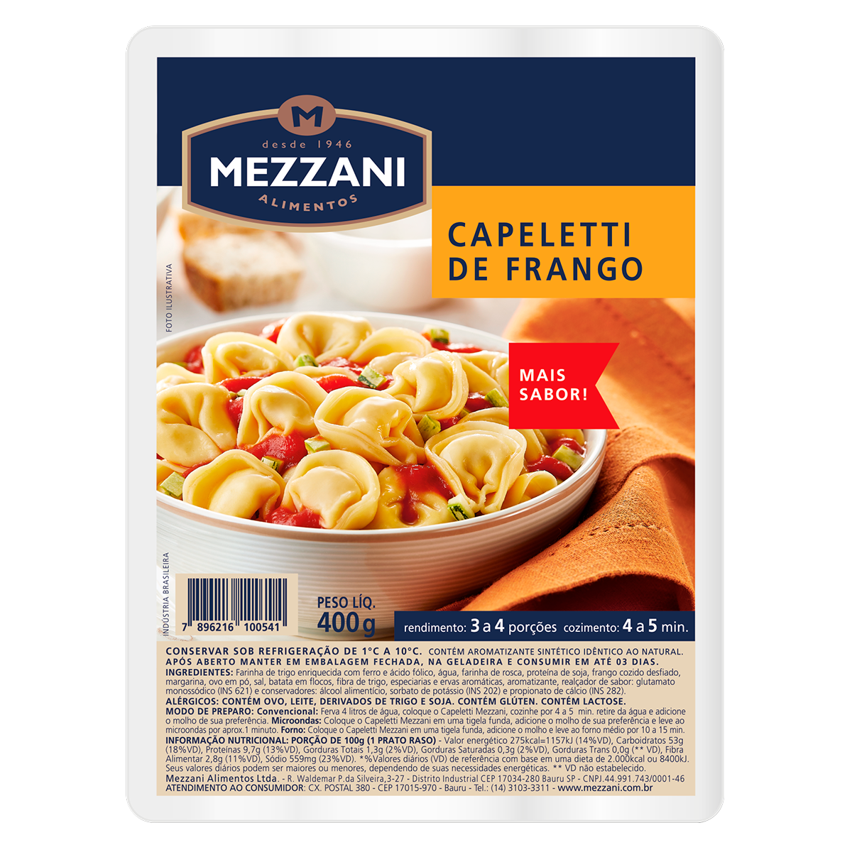 Capeletti Frango Mezzani Bandeja 400g