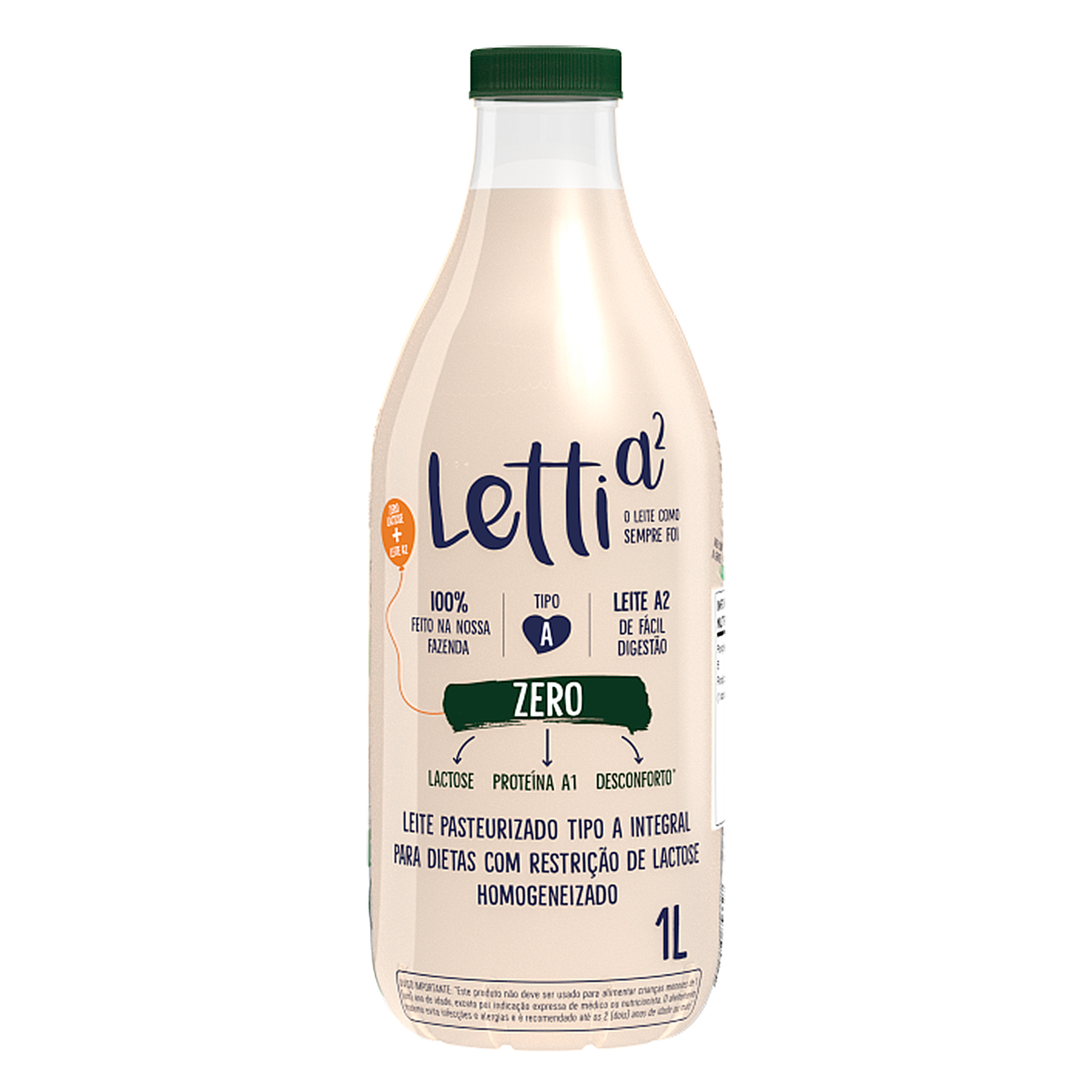 Leite Integral Pasteurizado Homogeneizado Zero Lactose Tipo A Letti a&sup2; Garrafa 1l