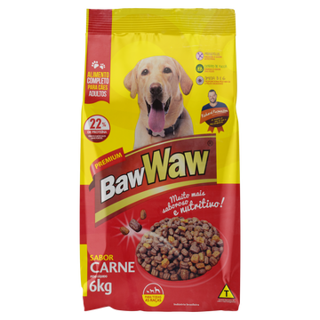 Alimento para Cães Adultos Carne Baw Waw Premium Pacote 6kg