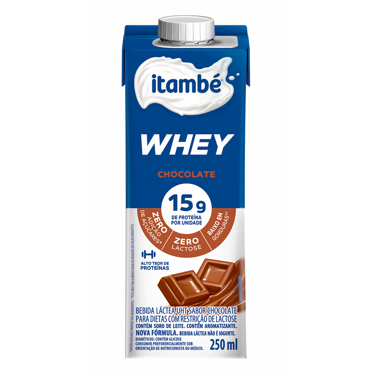 Bebida L&aacute;ctea Chocolate Zero Lactose Itamb&eacute; Whey Caixa 250ml