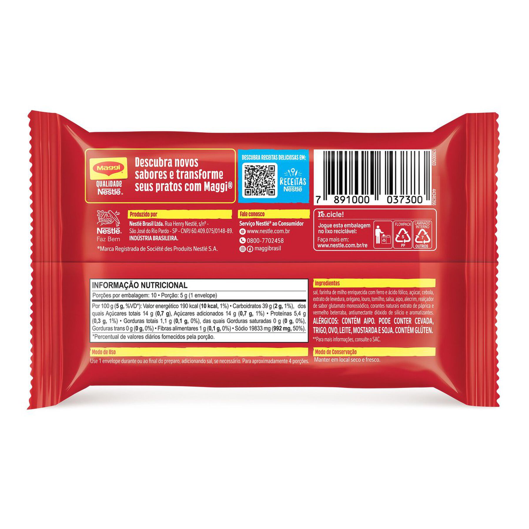 Tempero para Carnes Maggi Tempero e Sabor Pacote 50g C/10 Unidades&nbsp;