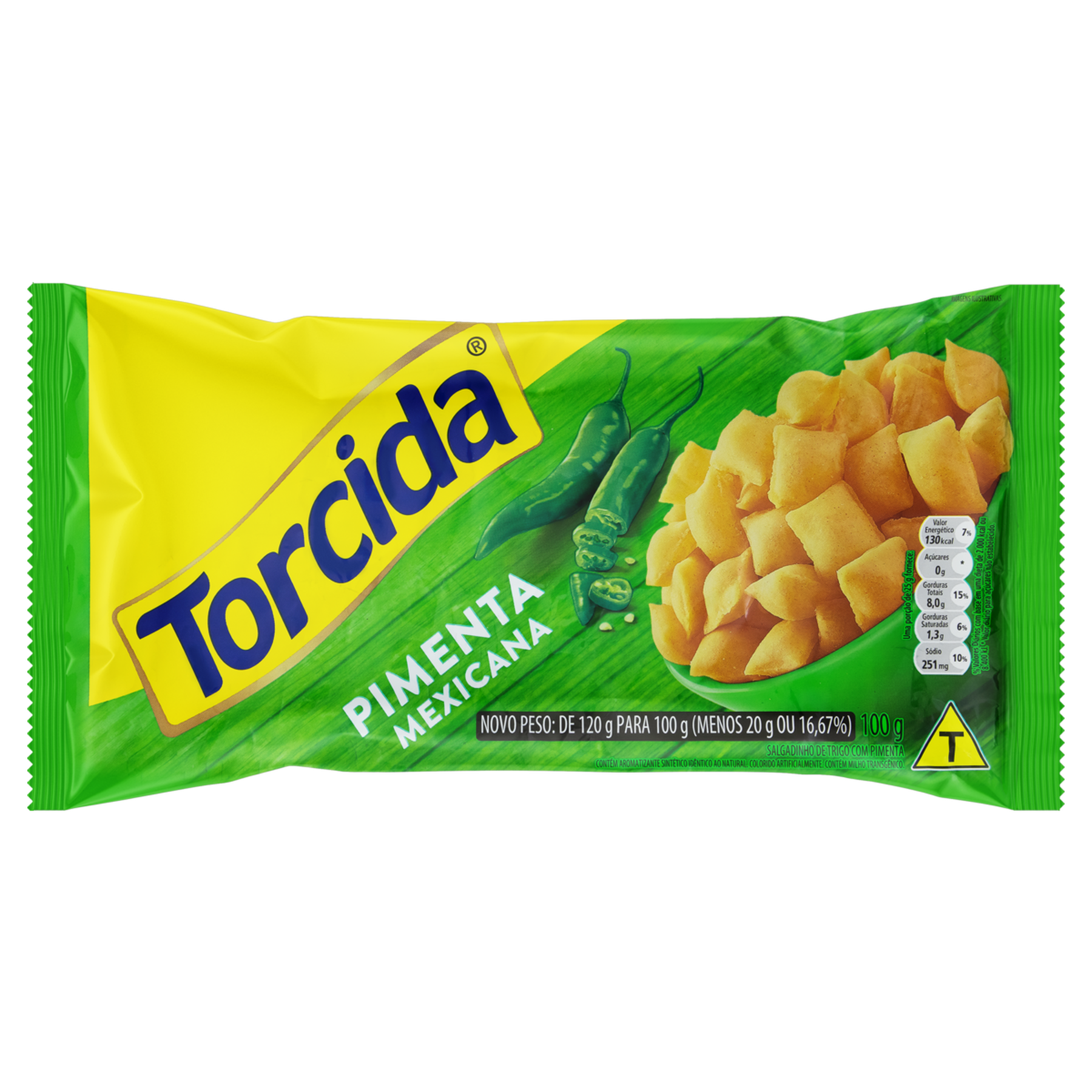 Salgadinho de Trigo Pimenta Mexicana Torcida Pacote 100g