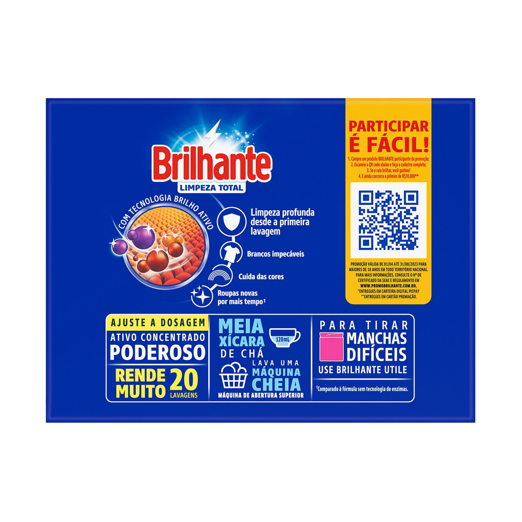 Sabão em Pó Brilhante Limpeza Total 1,6kg