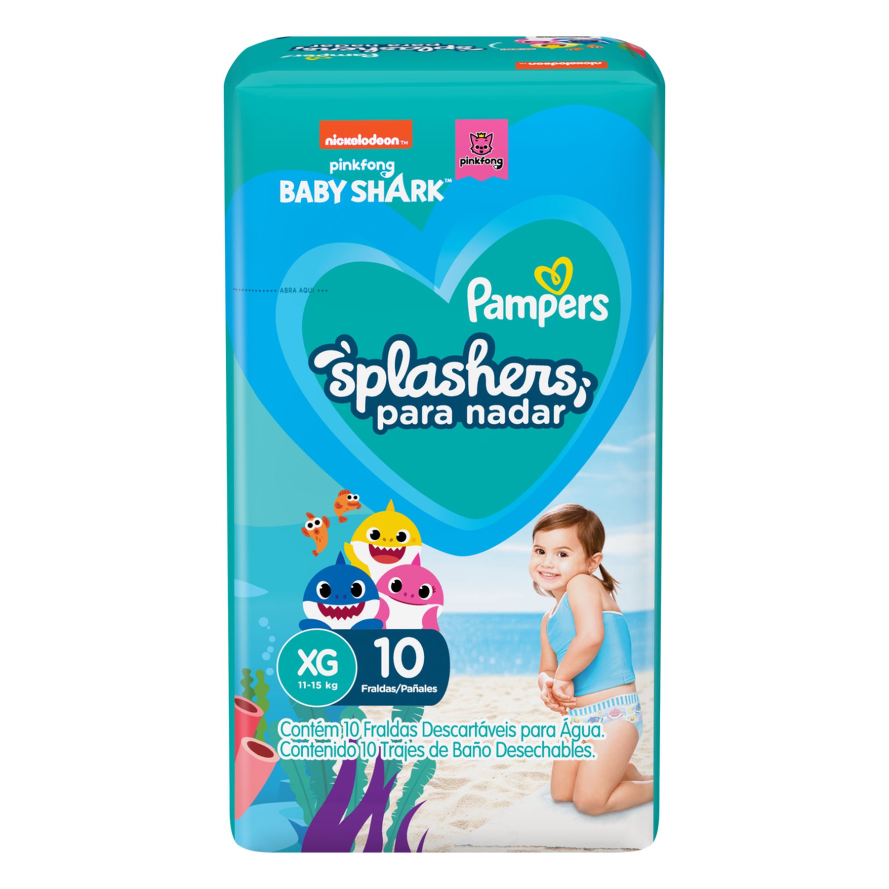 Fralda Descart&aacute;vel Pampers Splashers XG Pacote 10 Unidades