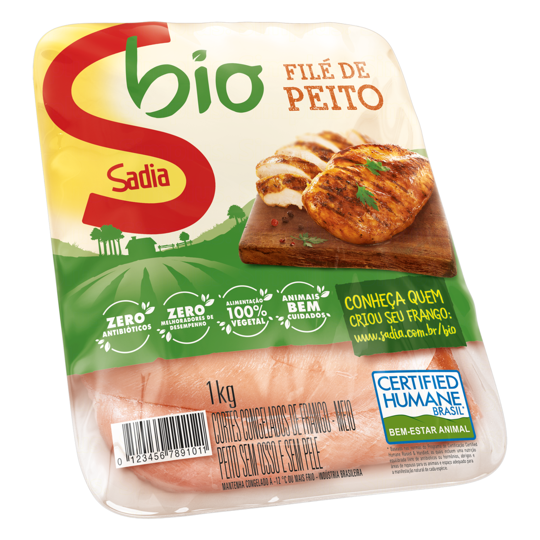 Filé de Peito de Frango Congelado sem Pele sem Osso Sadia Bio 1kg