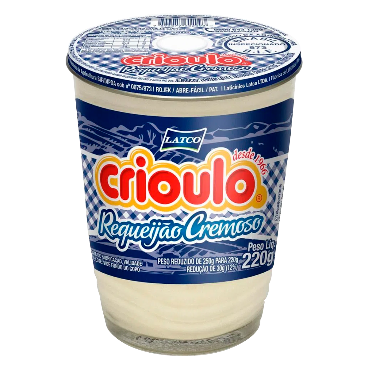 Requeij&atilde;o Cremoso Tradicional Crioulo 220g