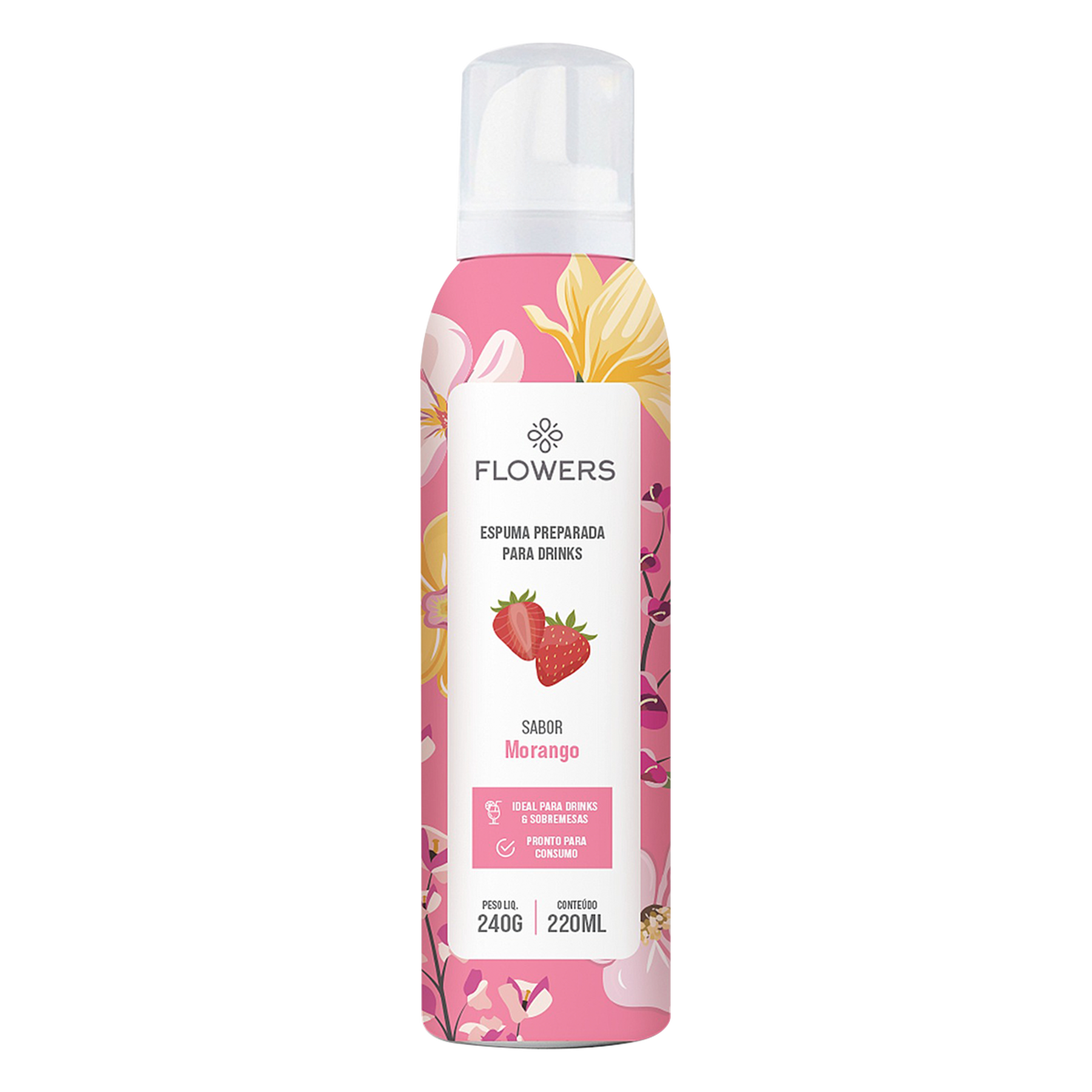 Espuma para Drinks Morango Flowers 240g