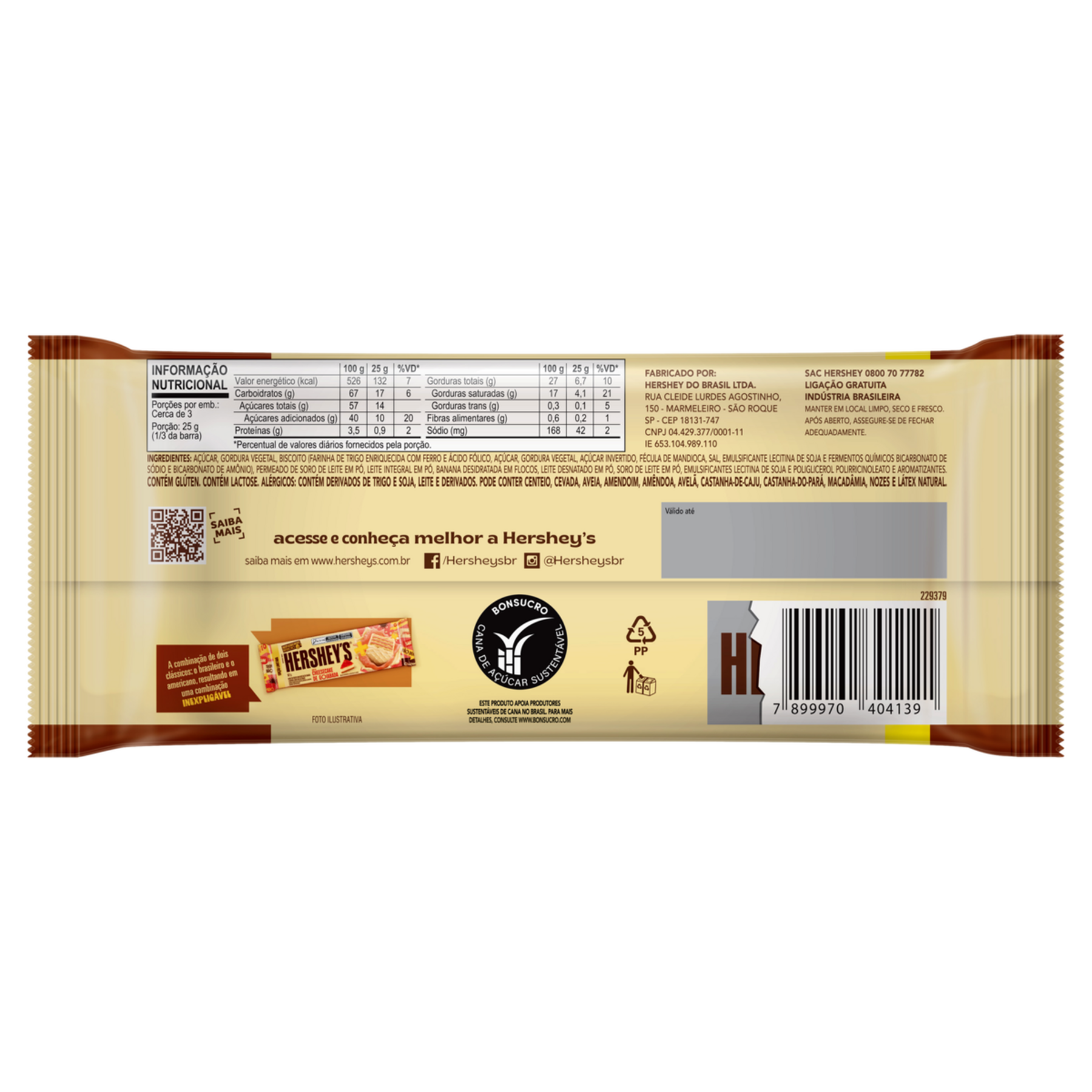 Chocolate Branco Banoffee Hershey's Pacote 77g