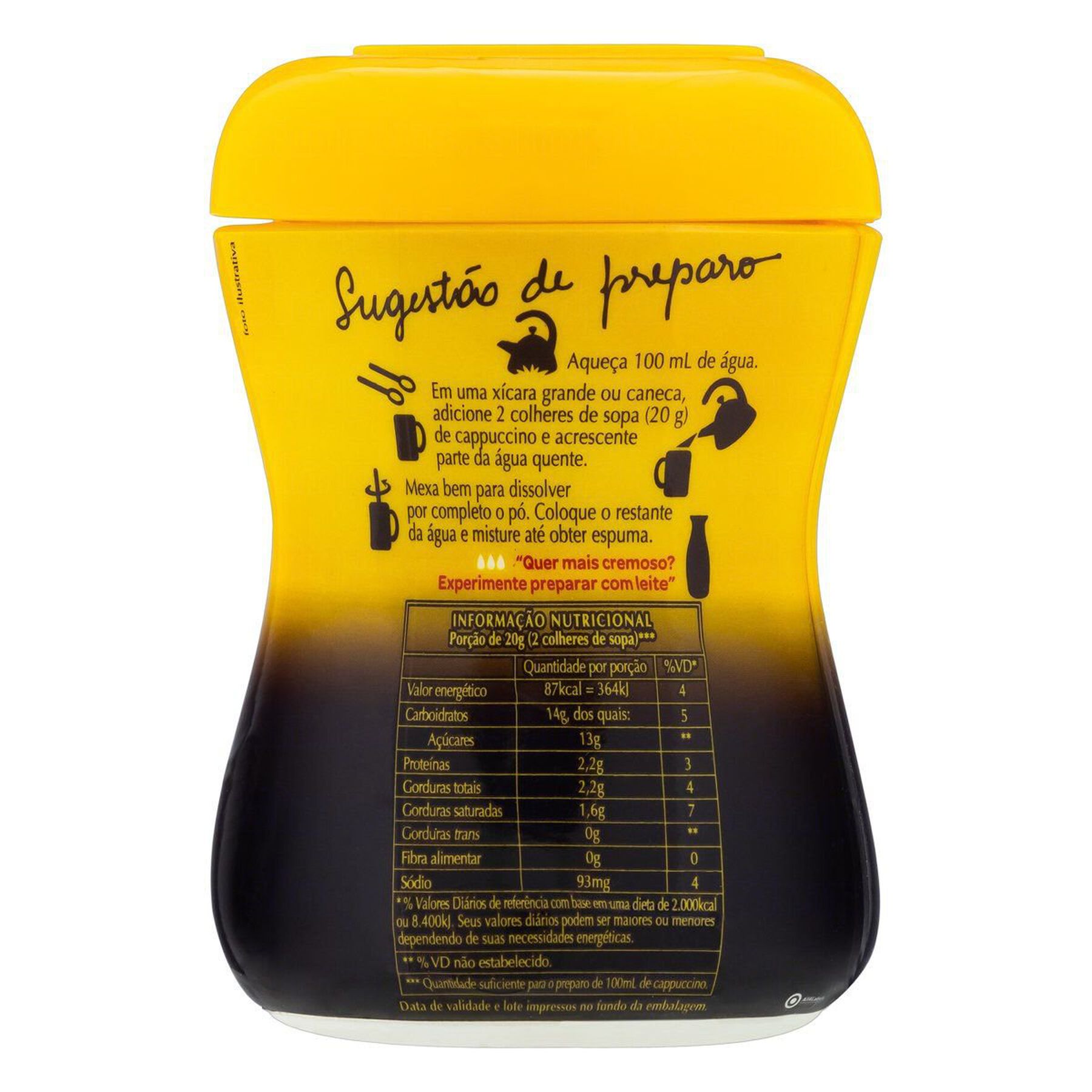 Cappuccino Solúvel Classic 3 Corações Pote 200g