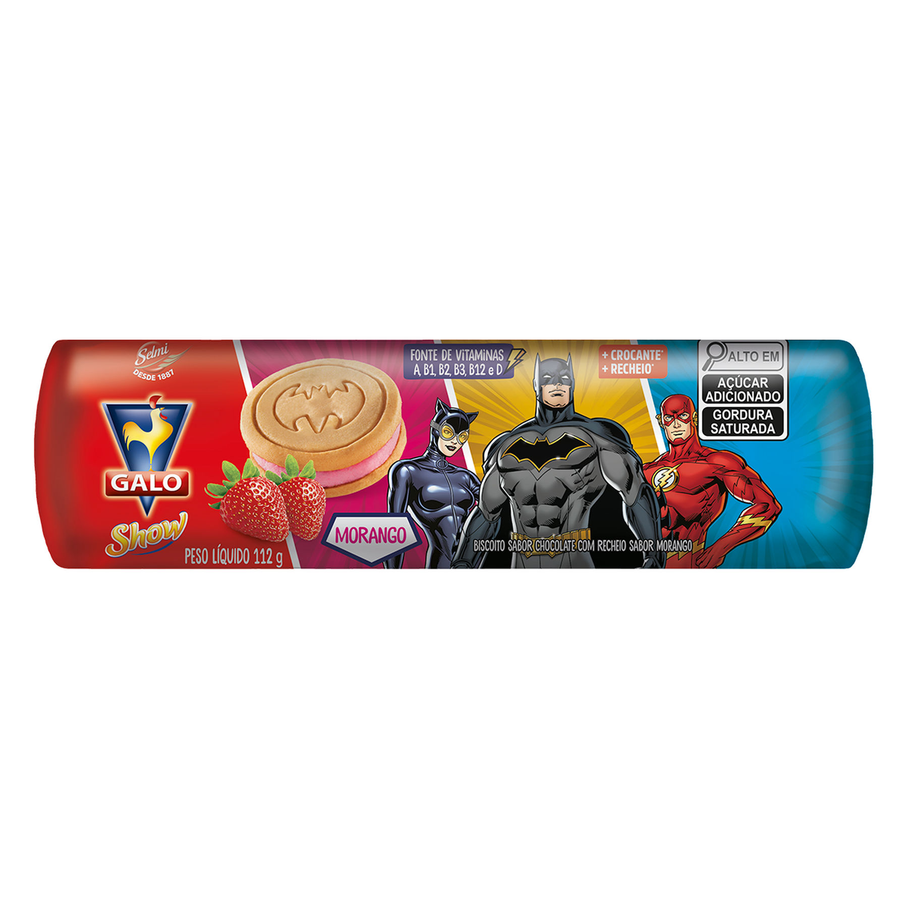 Biscoito Recheado de Morango Galo Pacote 112g