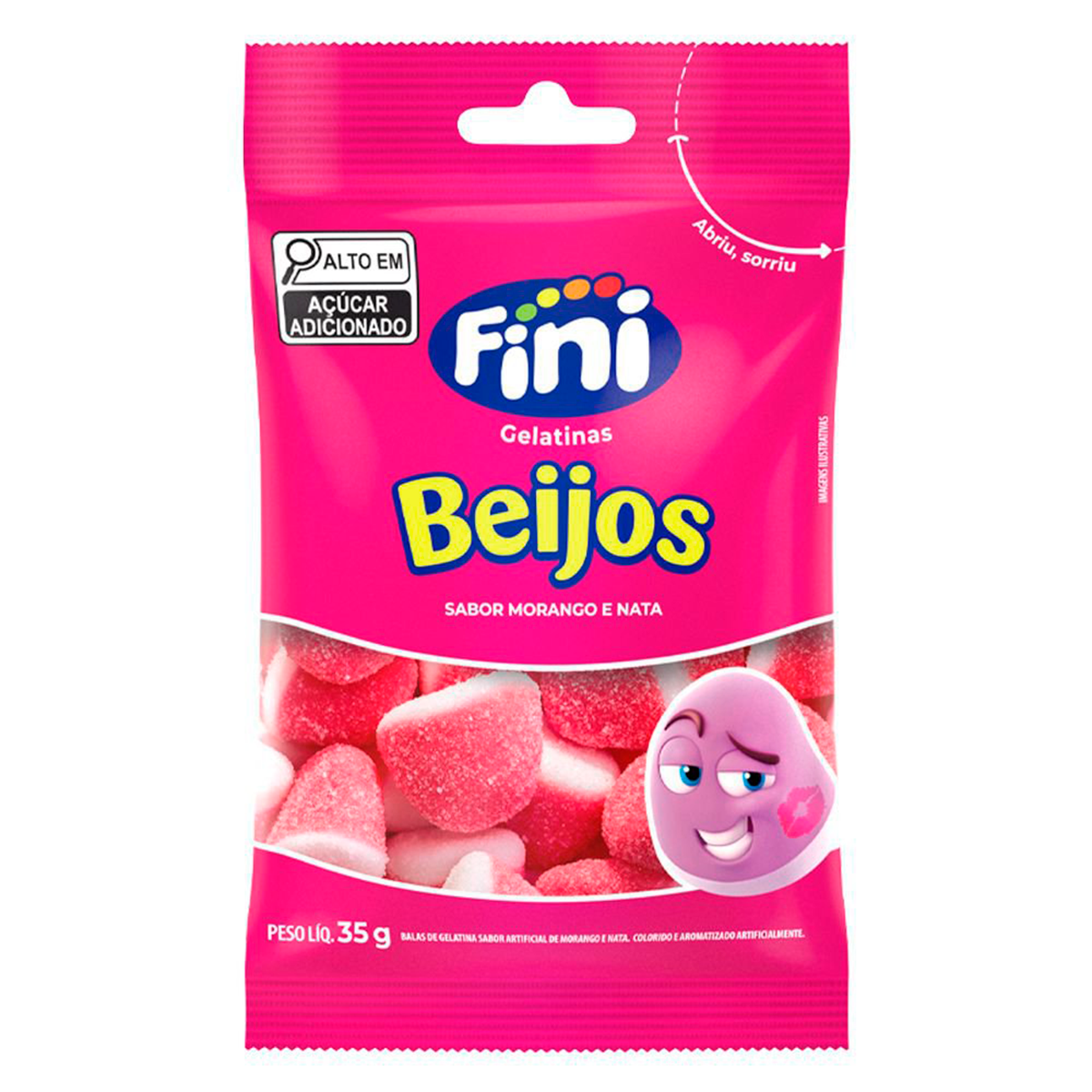 Bala de Gelatina Fini Beijos Pacote 35g&nbsp;