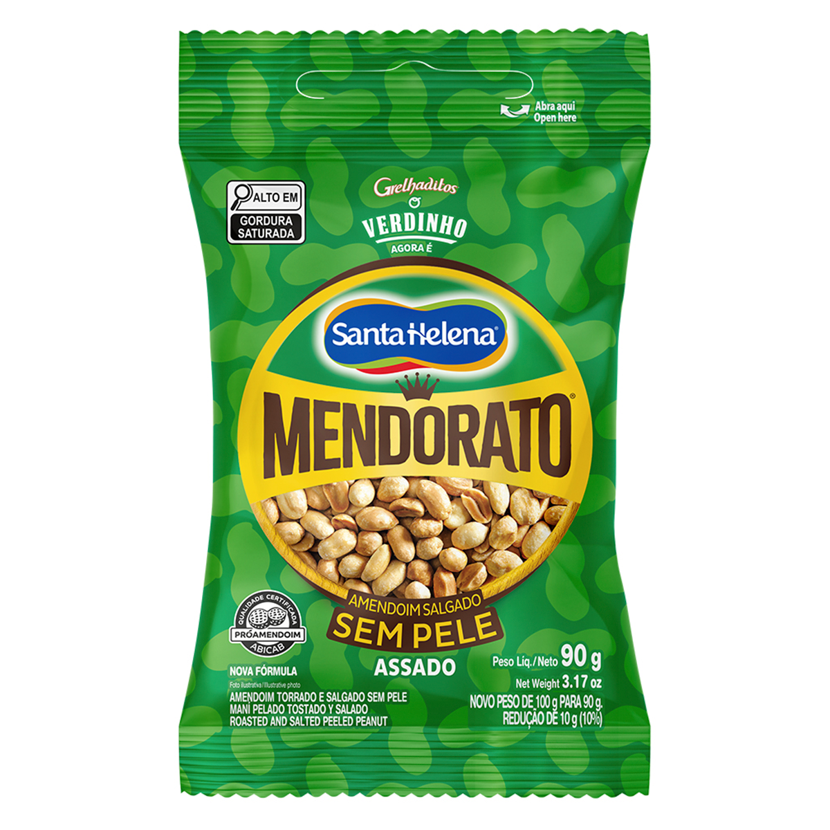 Amendoim Torrado e Salgado sem Pele Mendorato Santa Helena Pacote 90g