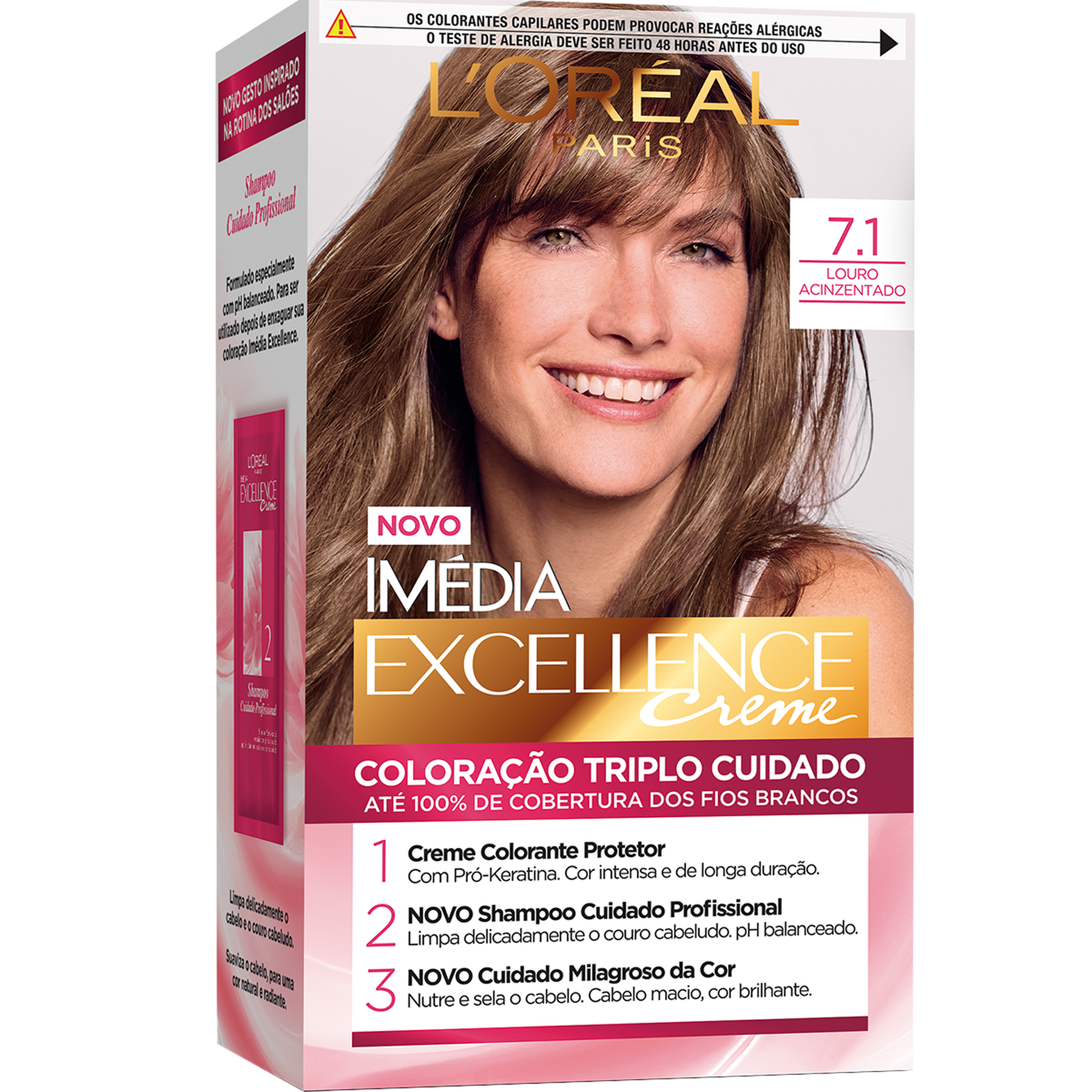Kit Colora&ccedil;&atilde;o Creme 7.1 Louro Acinzentado L'or&eacute;al Paris Im&eacute;dia Excellence
