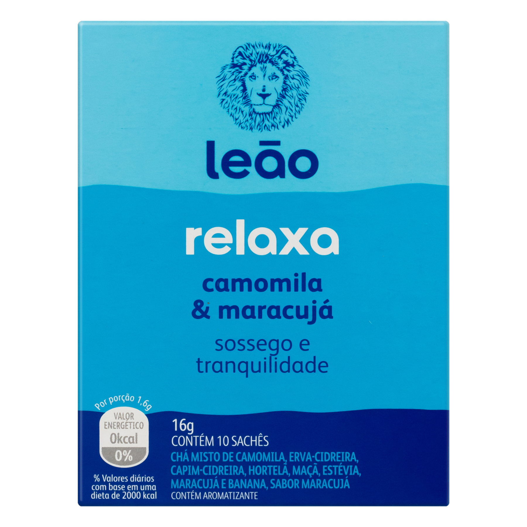 Ch&aacute; Camomila e Maracuj&aacute; Relaxa Le&atilde;o Caixa 16g&nbsp;