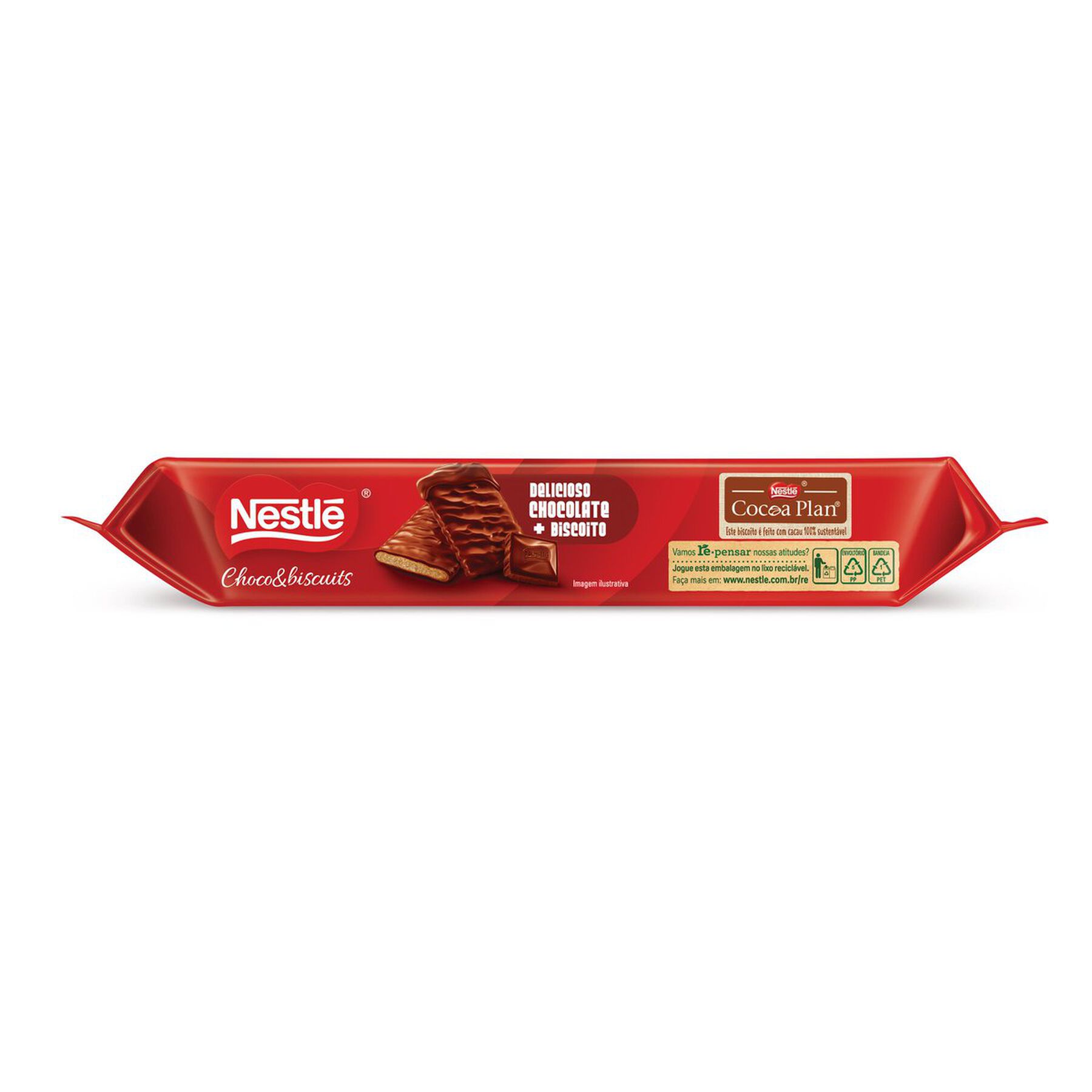 Biscoito Cobertura Chocolate ao Leite Nestlé Chocobiscuits Pacote 80g
