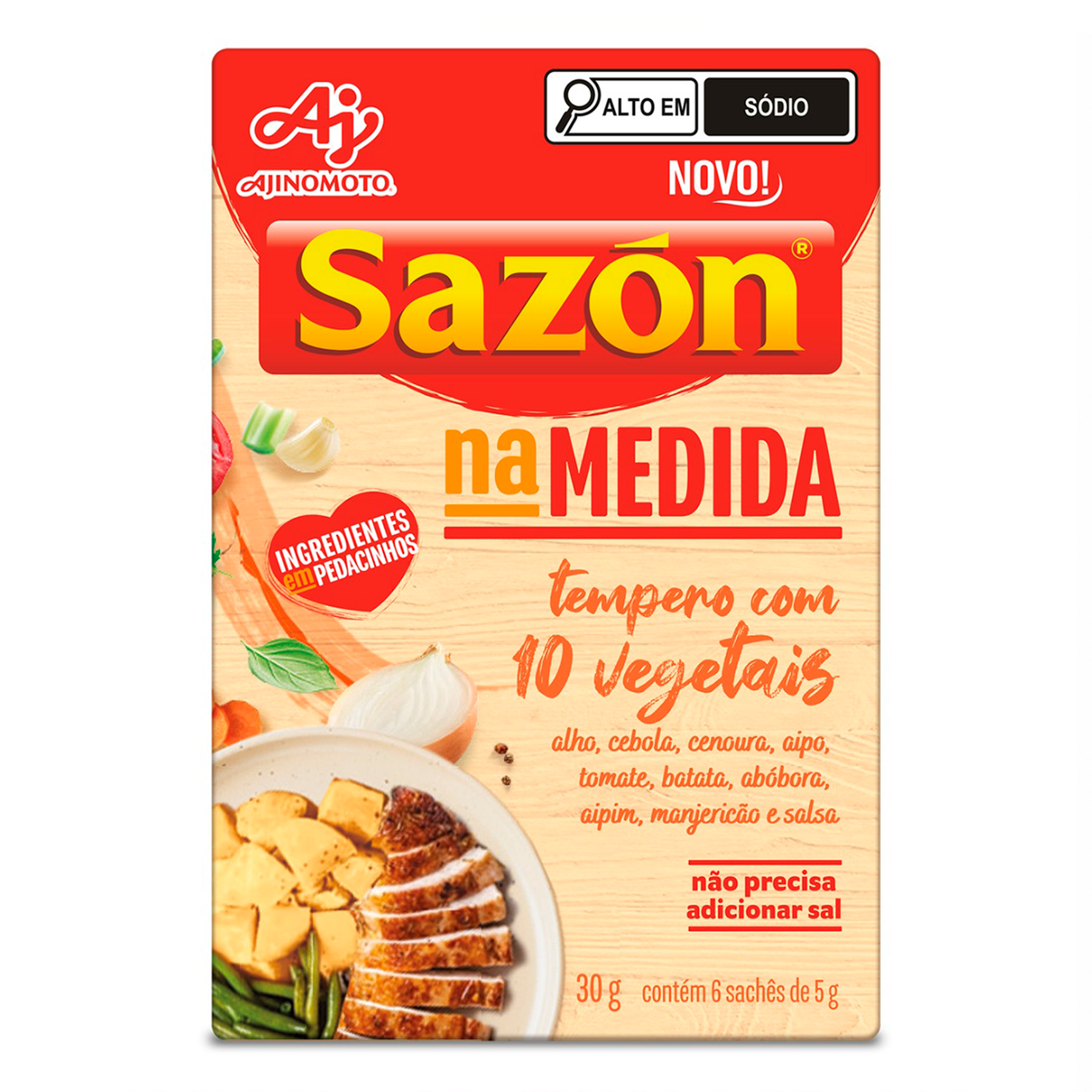 Tempero 10 Vegetais Saz&oacute;n na Medida Caixa 30g C/6 Unidades
