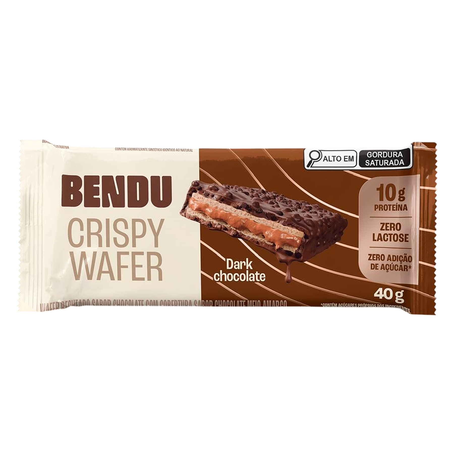 Wafer Recheio Dark Chocolate Crispy Bendu Pacote 40g