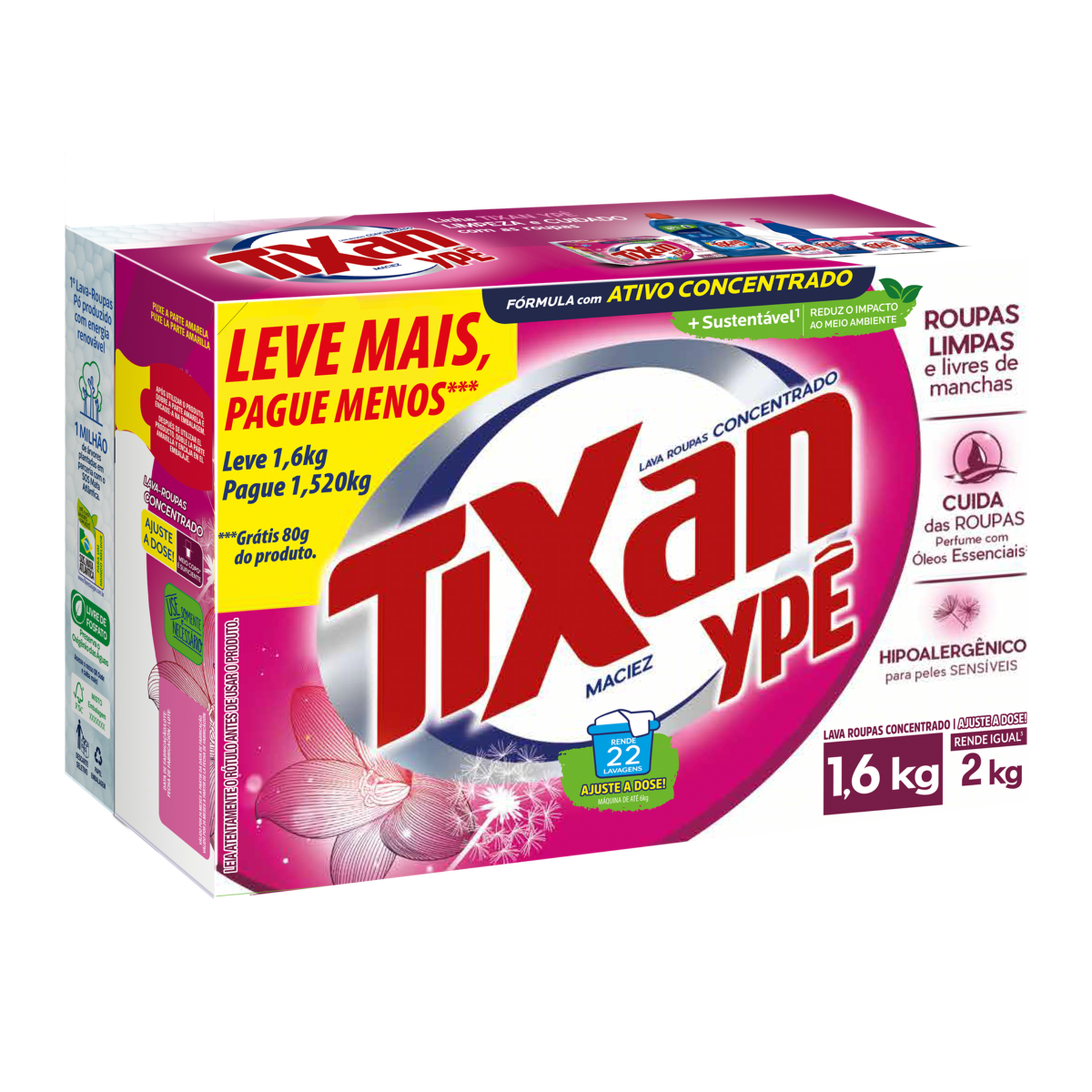 Sabão em Pó Concentrado Maciez Tixan Ypê Caixa 1,6kg
