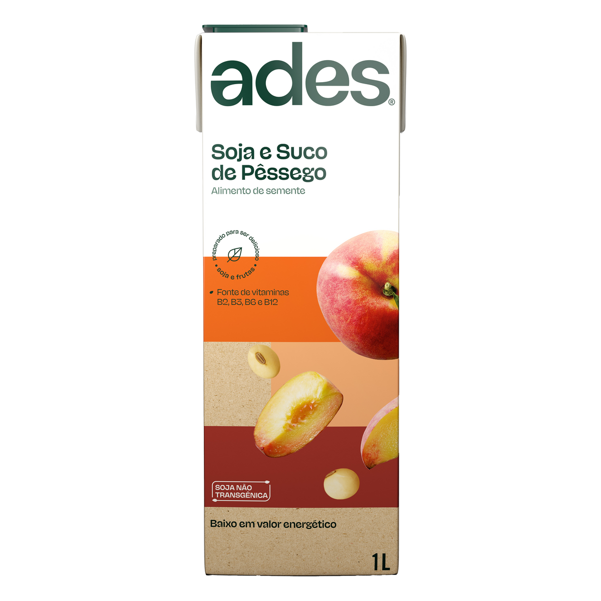 Bebida &agrave; Base de Soja P&ecirc;ssego Ades Caixa 1l