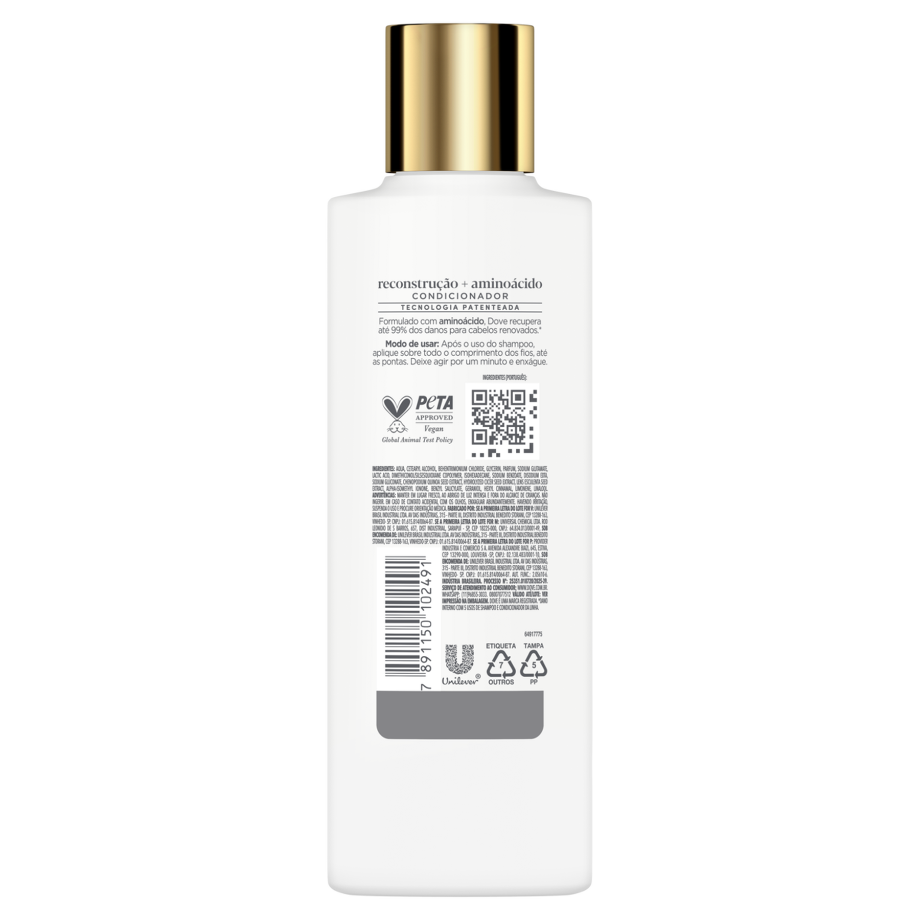Condicionador Dove Reconstru&ccedil;&atilde;o + Amino&aacute;cido Frasco 190ml