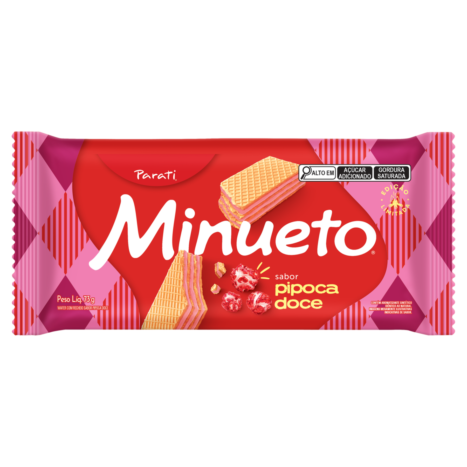 Biscoito Wafer Recheio Pipoca Doce Minueto Pacote 73g