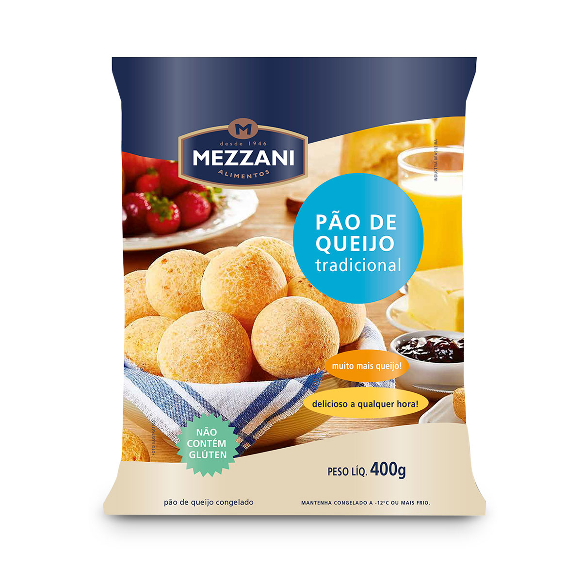 P&atilde;o de Queijo Congelado Tradicional Mezzani Pacote 1kg