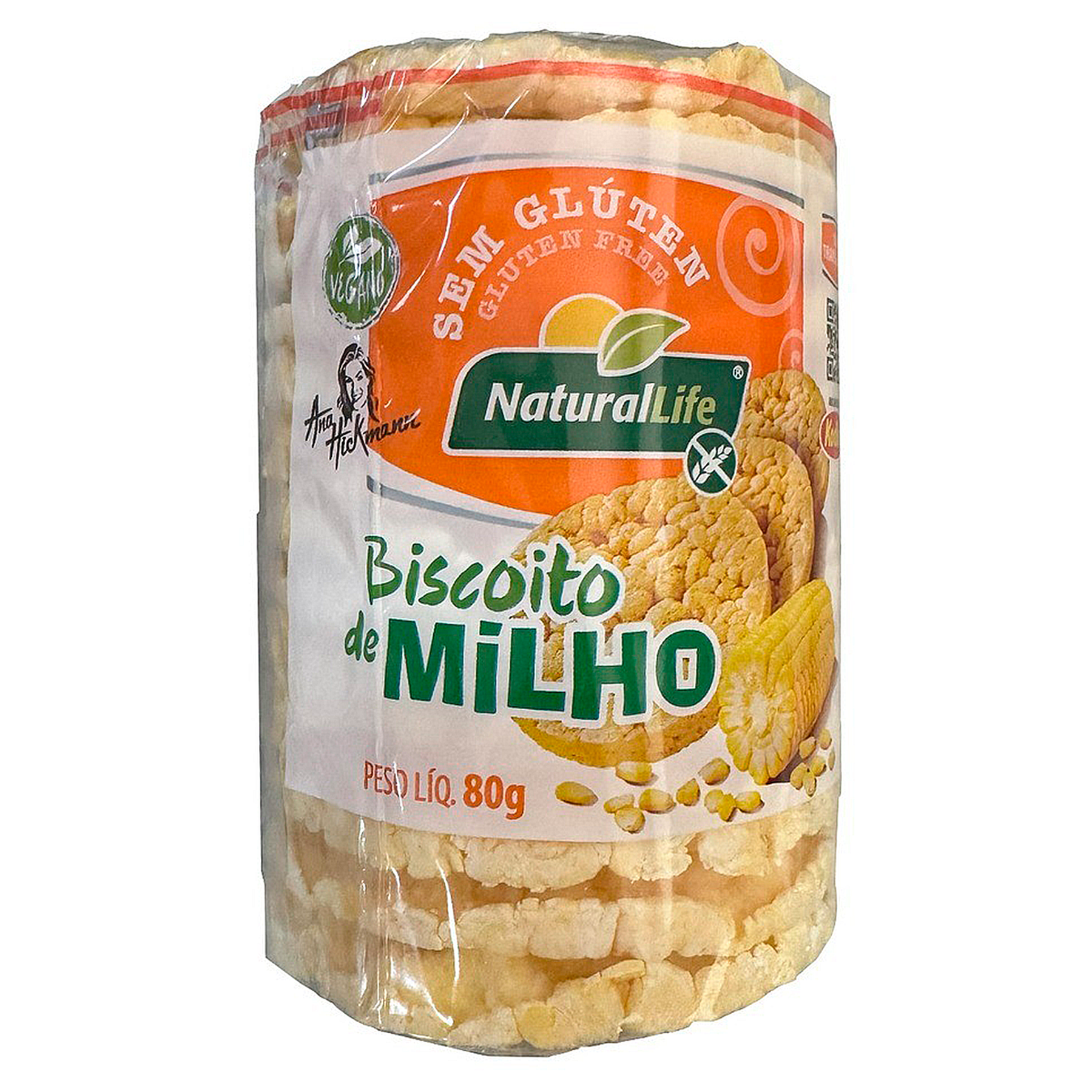 Biscoito de Milho sem Gl&uacute;ten Natural Life Pacote 80g