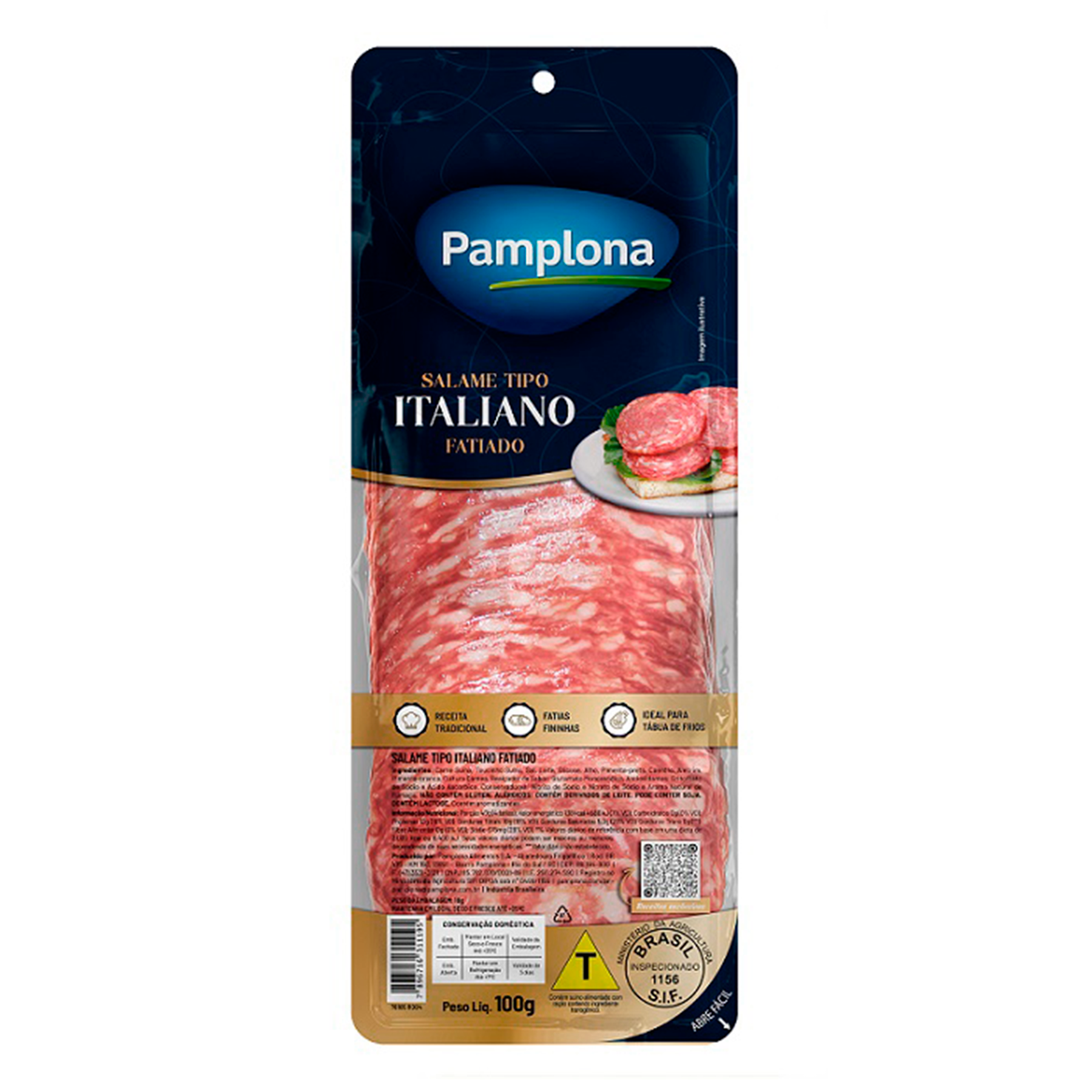 Salame Italiano Fatiado Pamplona 100g