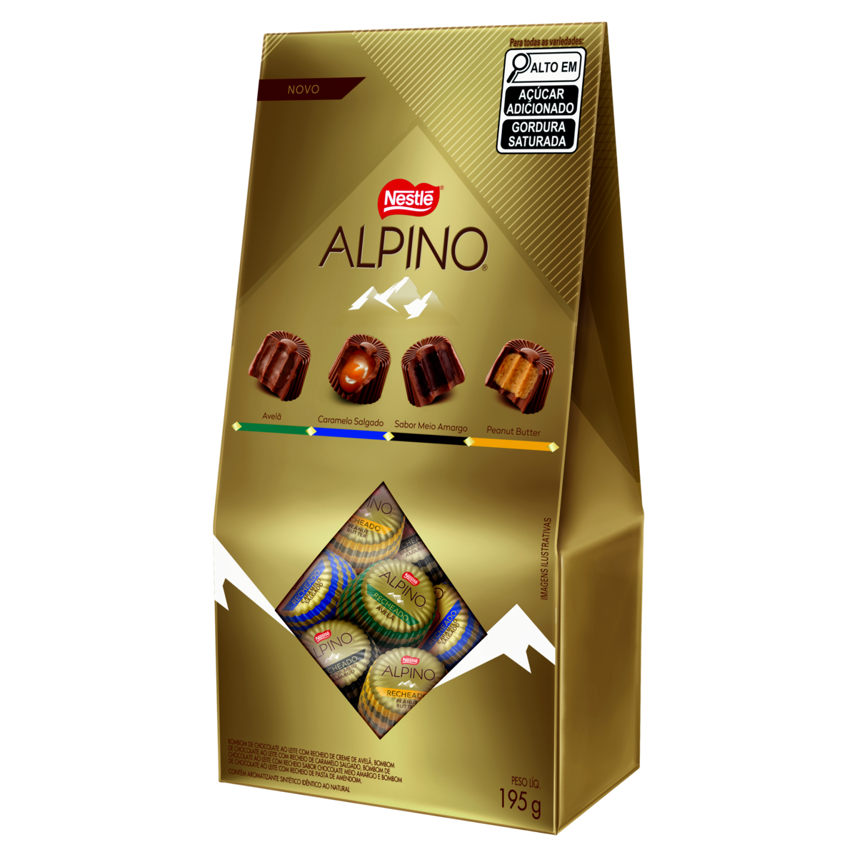 Bombom ao Leite Recheado Alpino Caixa 195g