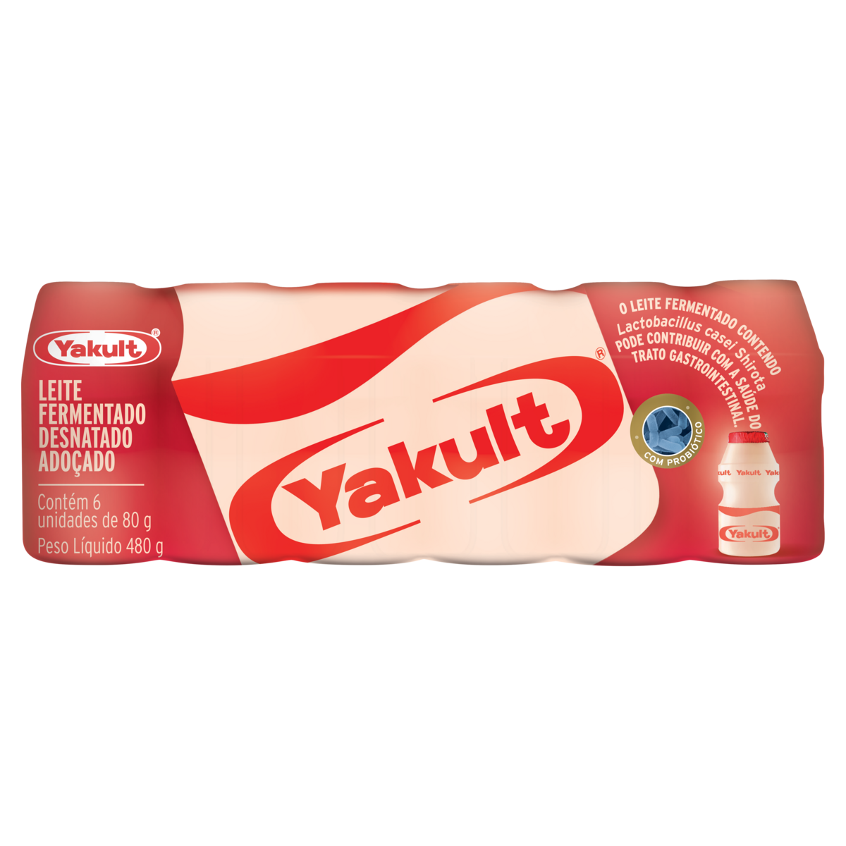 Leite Fermentado Desnatado Yakult Frasco 480g C/6 Unidades