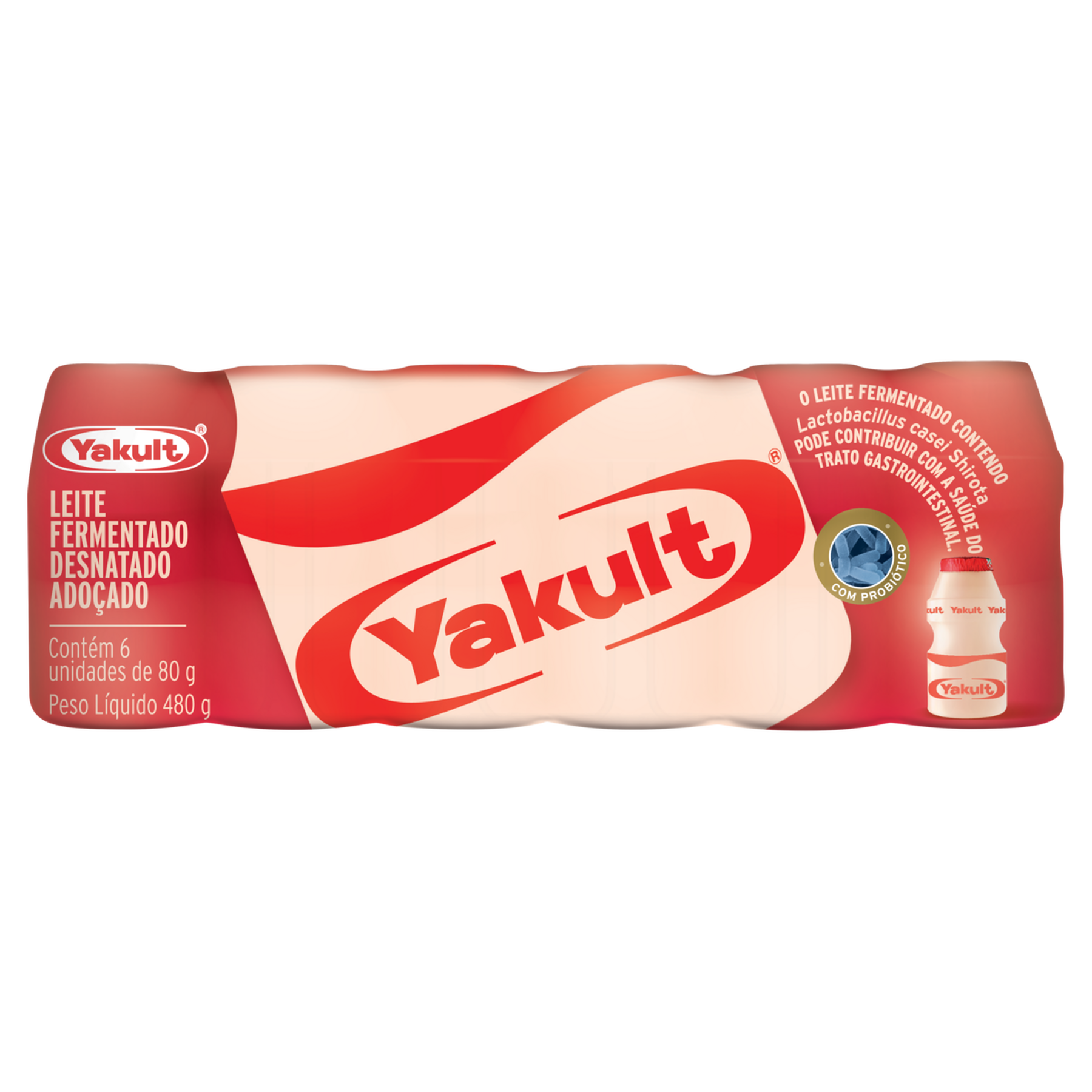 Leite Fermentado Desnatado Yakult Frasco 480g C/6 Unidades