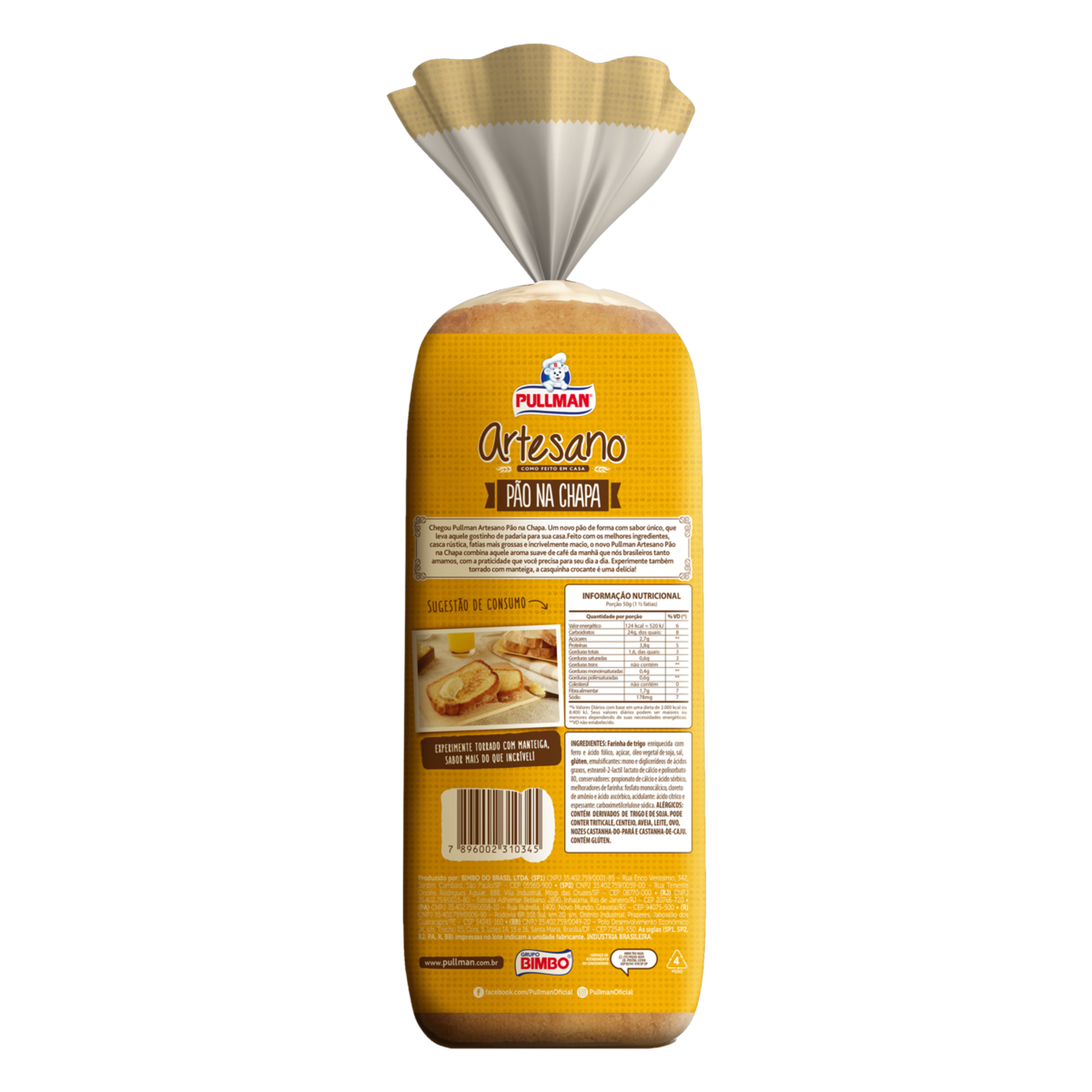 Pão de Forma na Chapa Pullman Artesano Pacote 500g