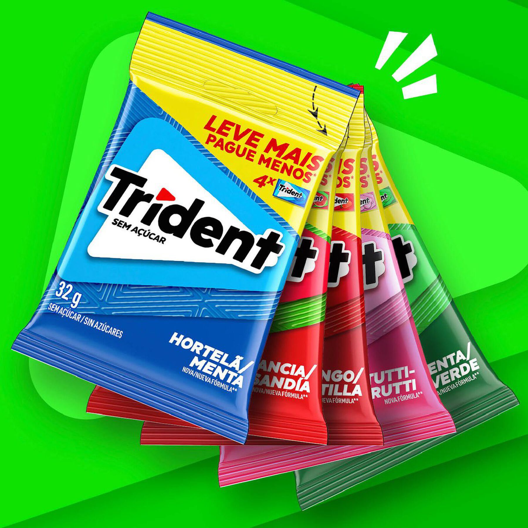 Chiclete Trident Hortelã 32g - Pacote Com 4 embalagens