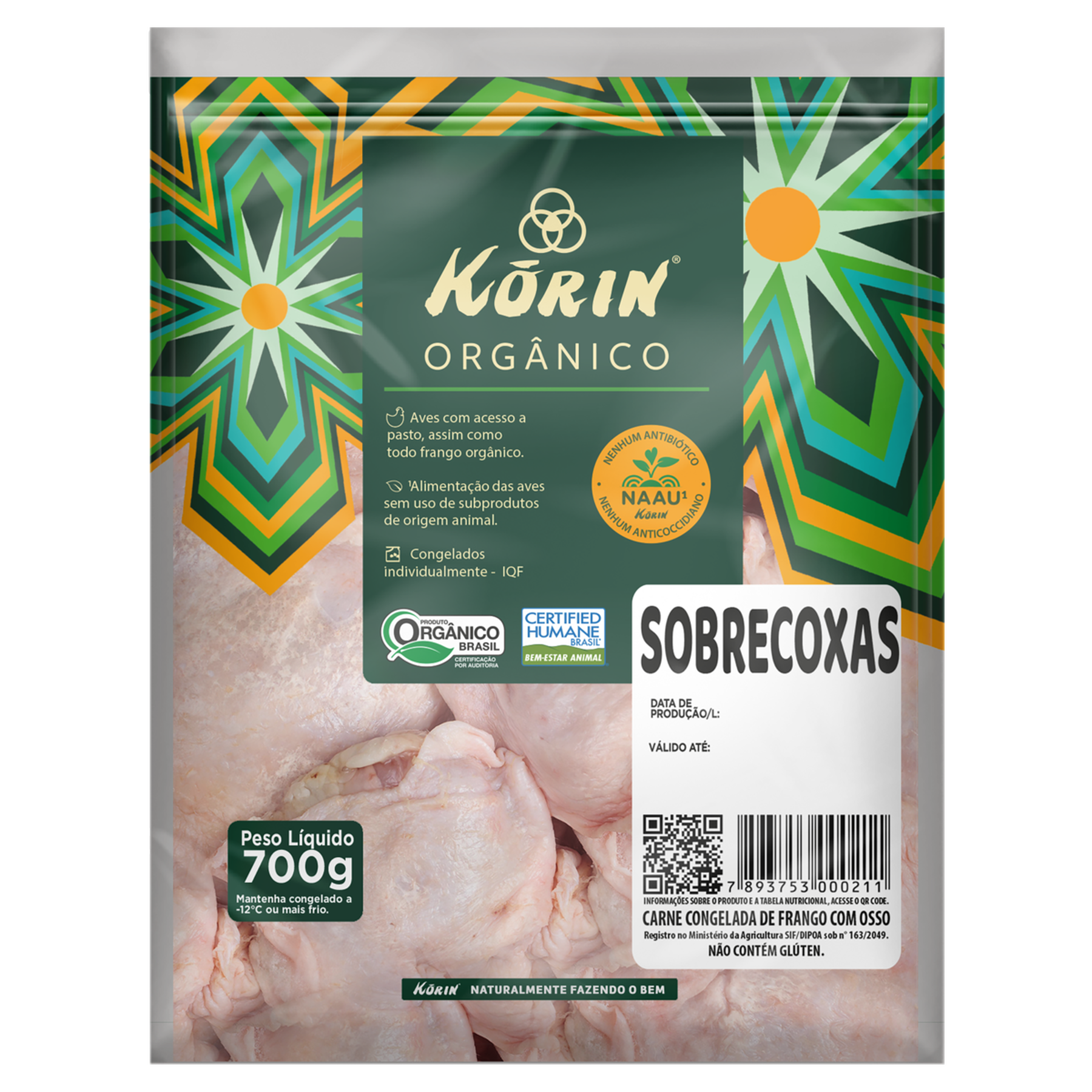Sobrecoxa de Frango Congelada Korin Orgânico 700g