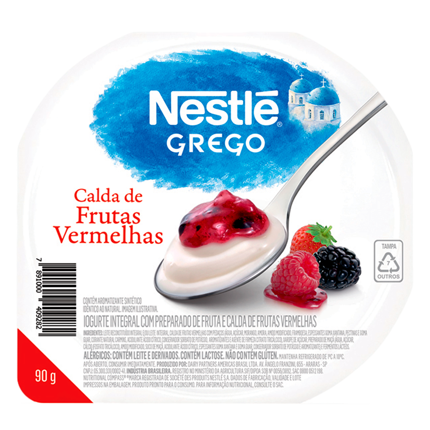 Iogurte Integral Grego Calda Frutas Vermelhas Nestl&eacute; Pote 90g