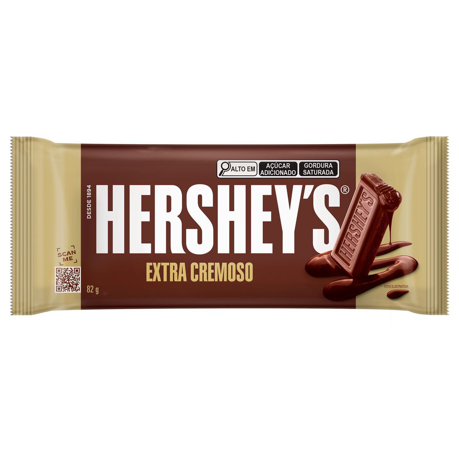 Barra de Chocolate ao Leite Extra Cremoso Hershey's Pacote 82g