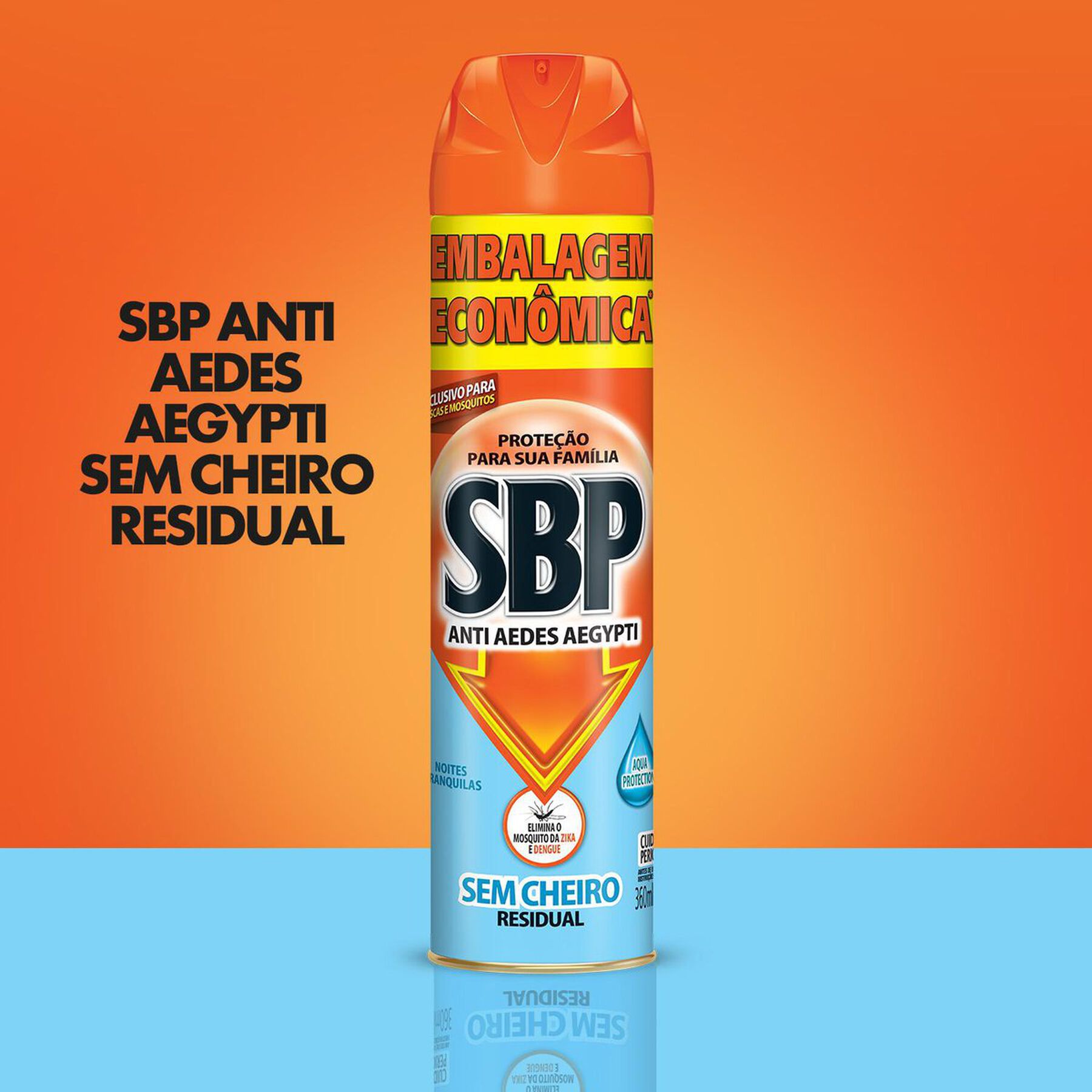 Inseticida Aerossol Anti Aedes Aegypti sem Cheiro Noites Tranquilas SBP Frasco 360ml - Embalagem Econ&ocirc;mica