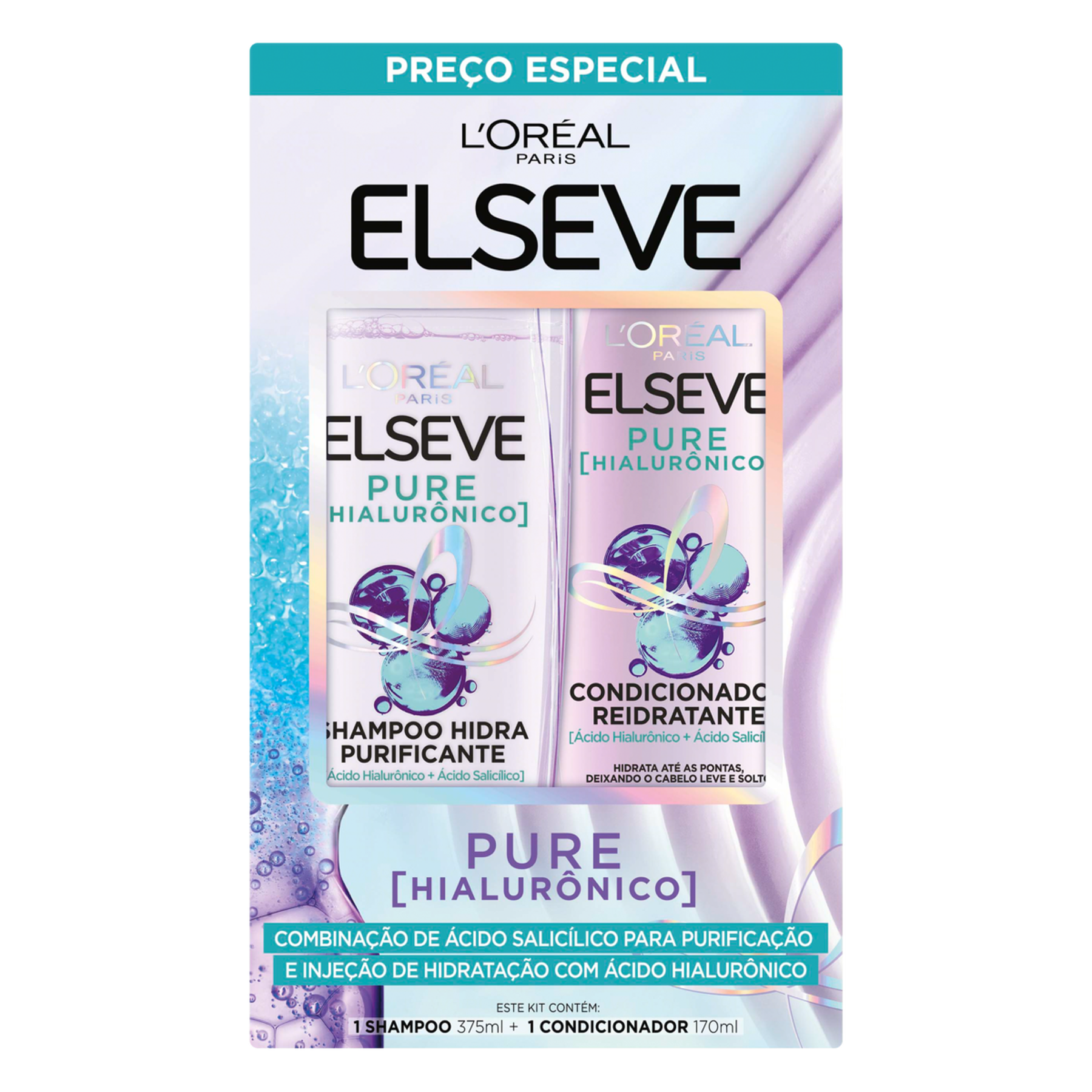 Shampoo 375ml + Condicionador 170ml Pure Hialurônico Elseve L'Oréal Paris
