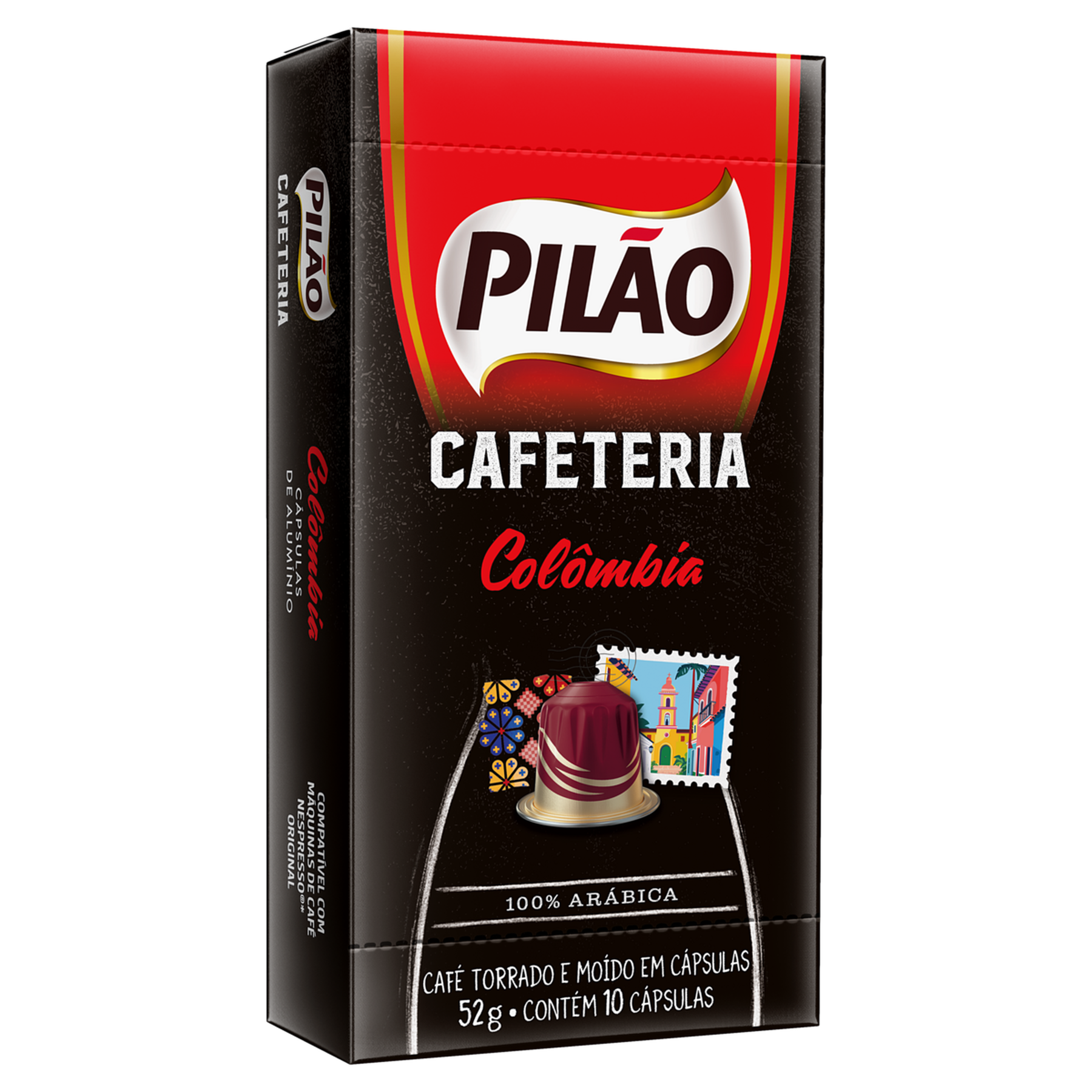 Caf&eacute; em C&aacute;psula Torrado e Mo&iacute;do Cafeteria Col&ocirc;mbia Pil&atilde;o Caixa 52g C/10 Unidades