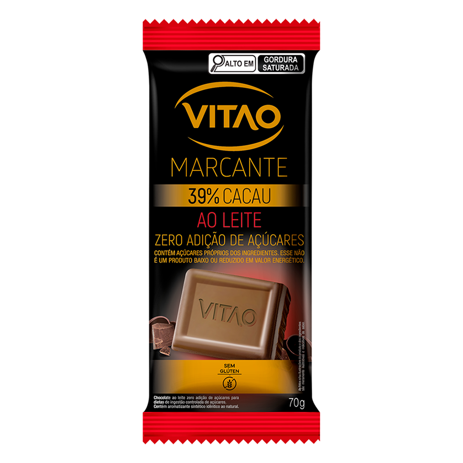 Chocolate ao Leite 39% Cacau Vitao Marcante Pacote 70g