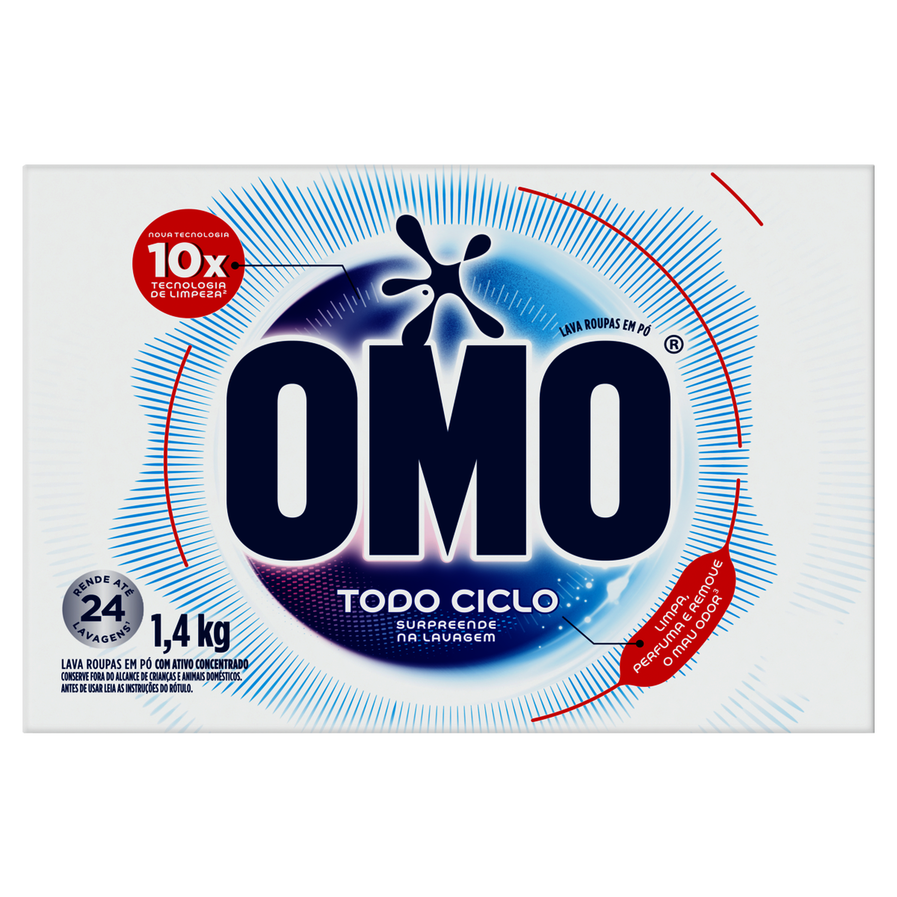 Lava Roupas em P&oacute; Todo Ciclo Omo Caixa 1,4kg