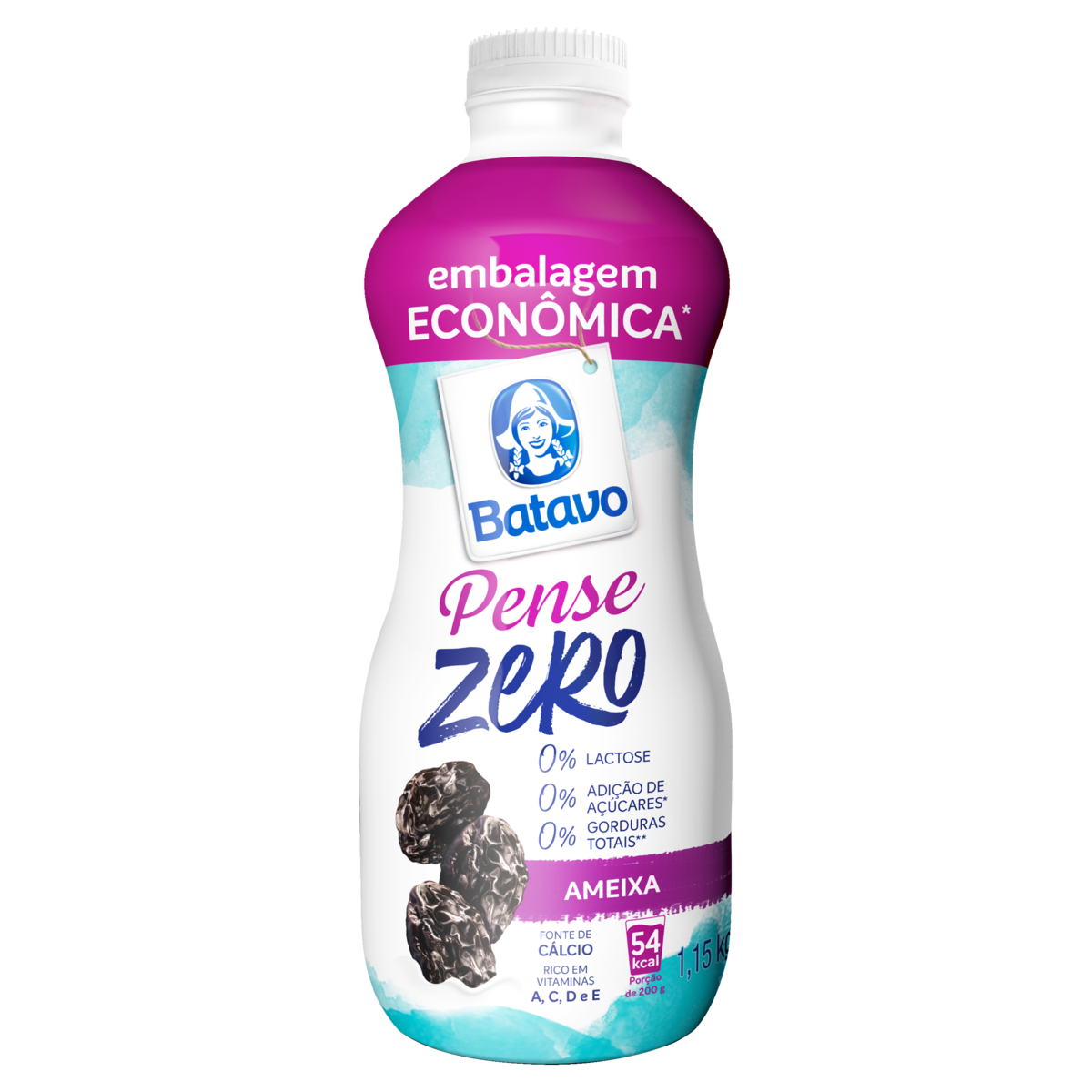Iogurte Desnatado Ameixa Pense Zero Batavo Garrafa 1,15kg - Embalagem Econ&ocirc;mica