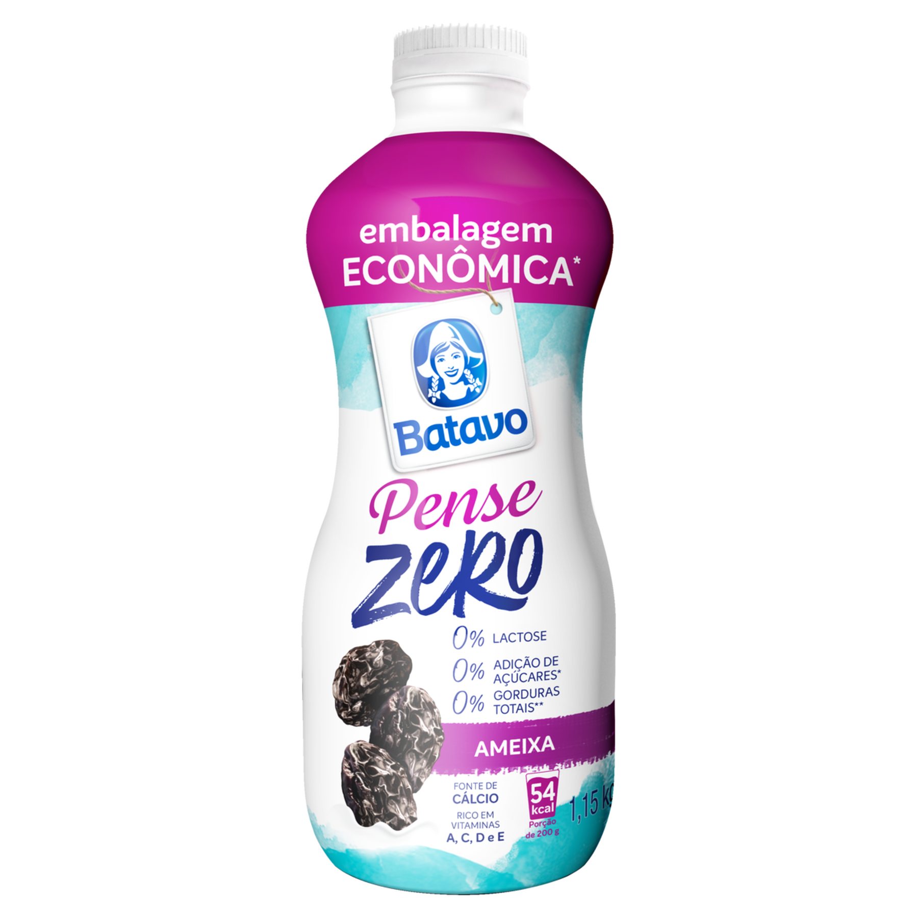 Iogurte Desnatado Ameixa Pense Zero Batavo Garrafa 1,15kg - Embalagem Econ&ocirc;mica