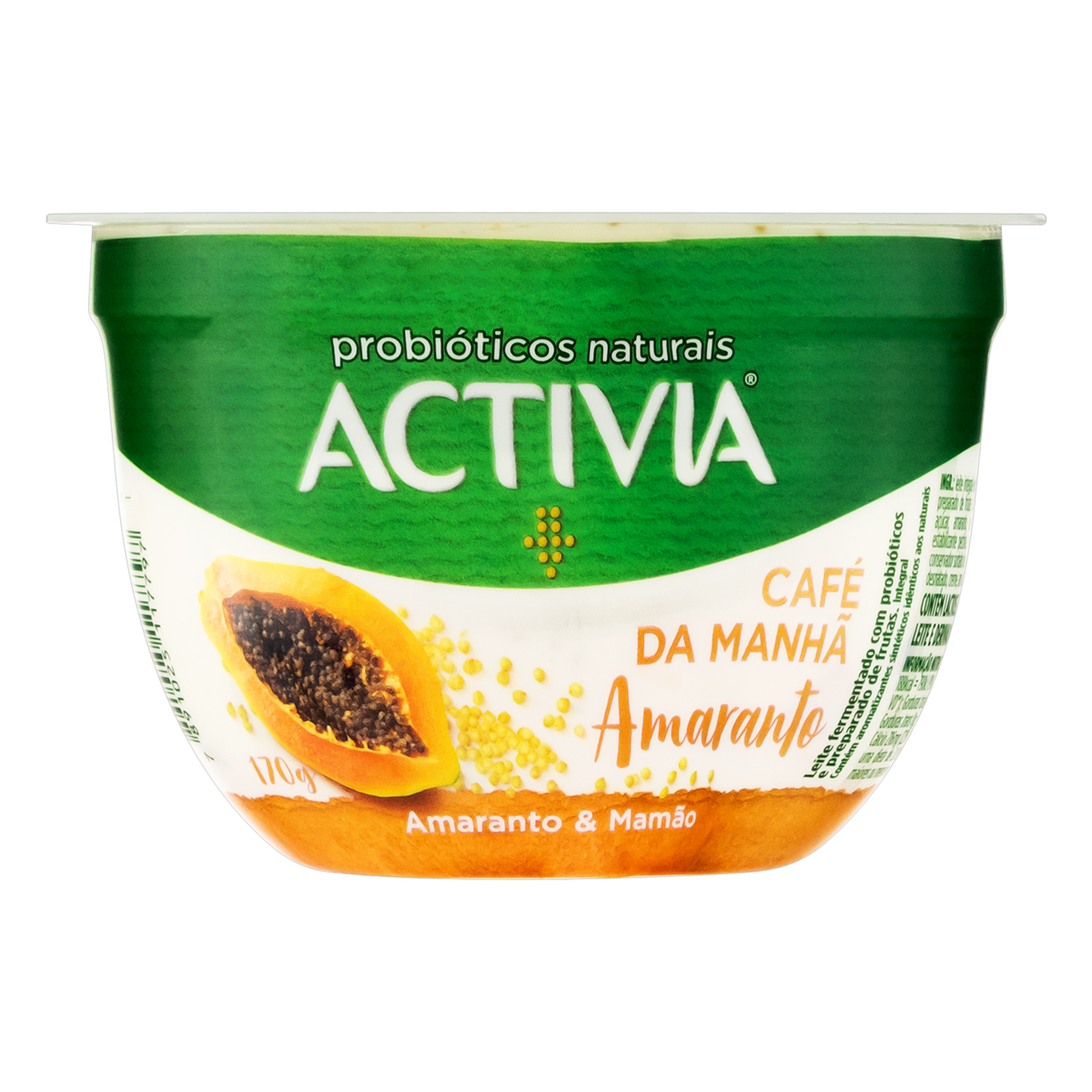 Leite Fermentado Integral Amaranto & Mamão Activia Café da Manhã Pote 170g