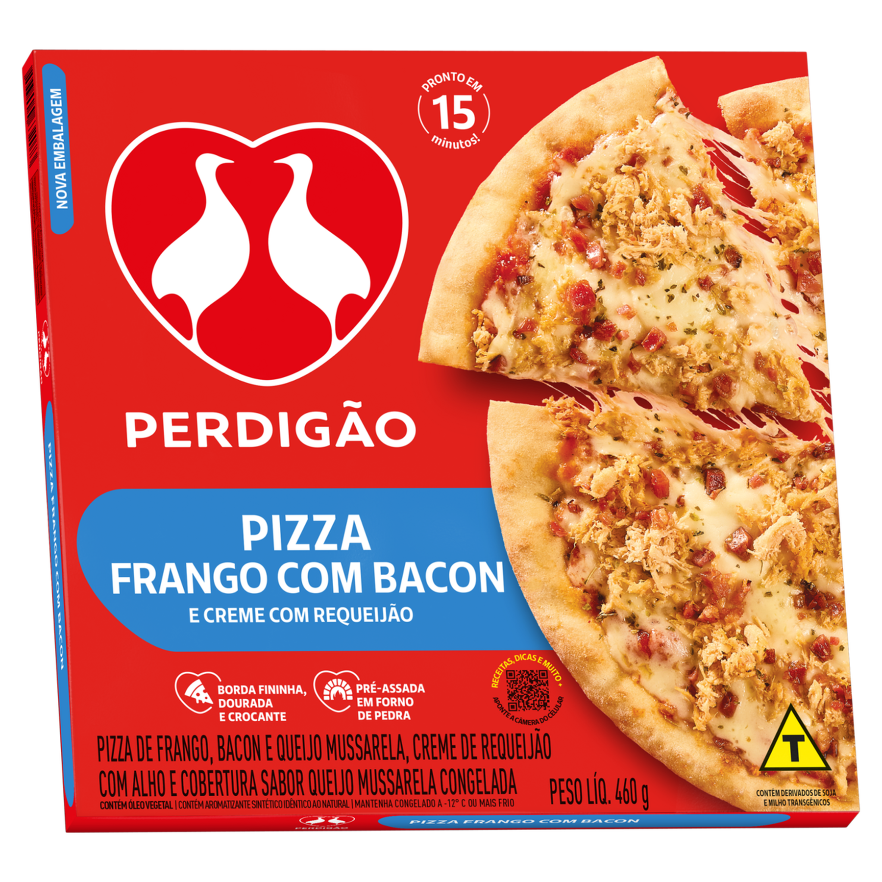 Pizza de Frango com Bacon e Creme de Requeij&atilde;o Perdig&atilde;o Caixa 460g