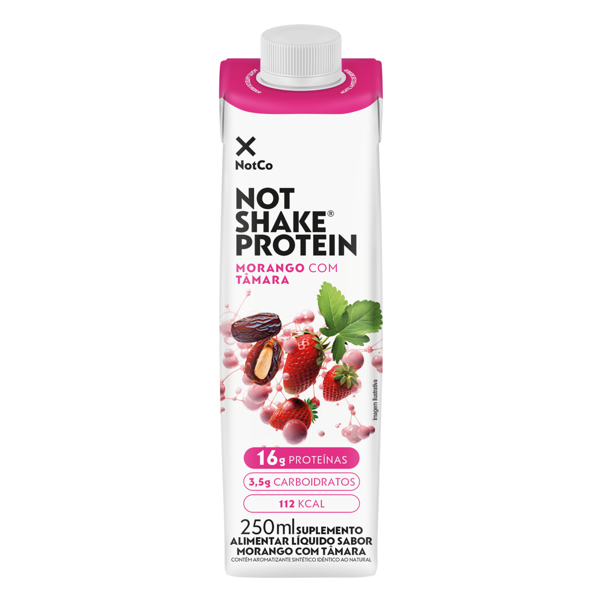 Suplemento Alimentar L&iacute;quido Morango com T&acirc;mara Not Shake Protein NotCo 250ml