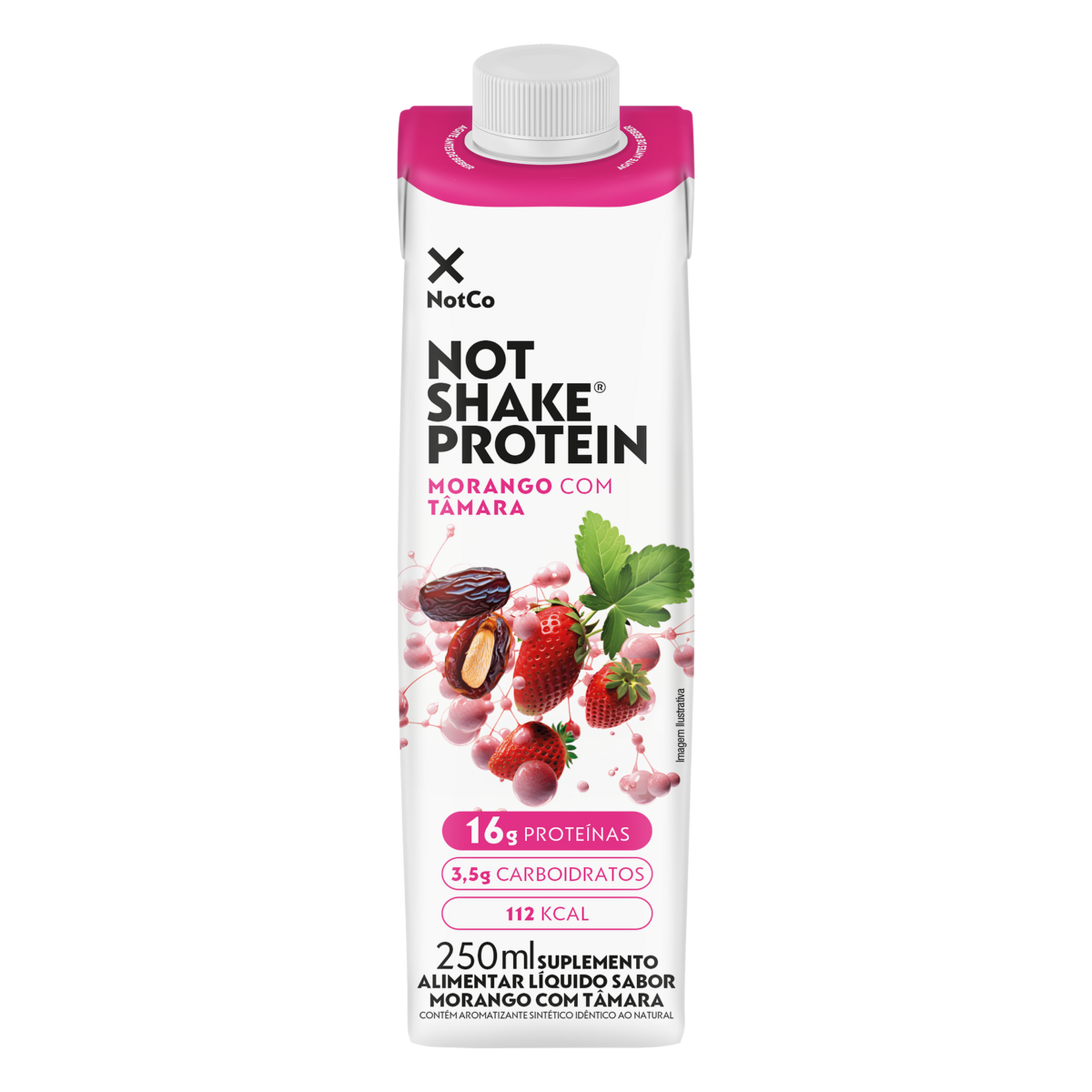 Suplemento Alimentar L&iacute;quido Morango com T&acirc;mara Not Shake Protein NotCo 250ml