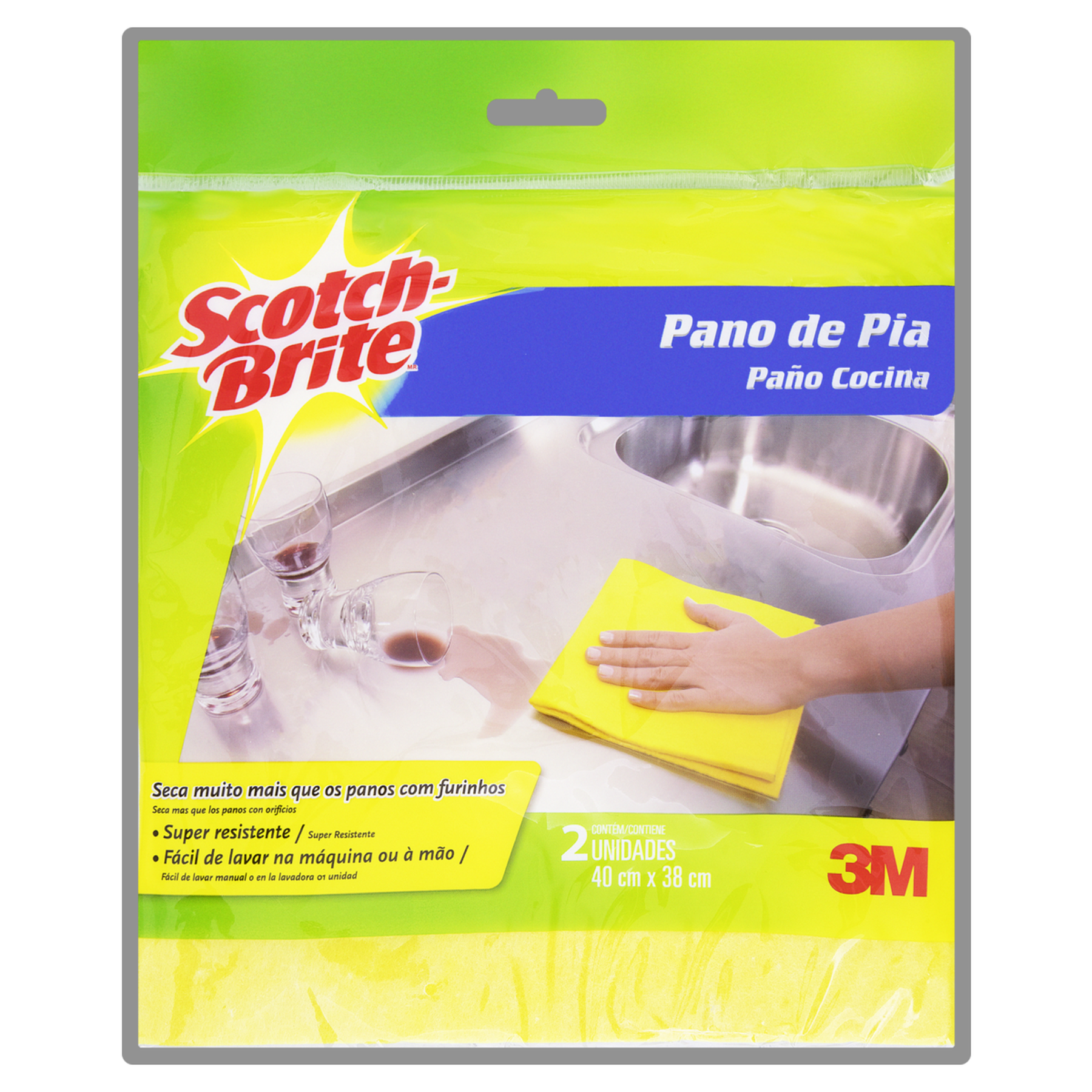 Pano de Pia Scotch-Brite 40cm x 38cm C/2 Unidades